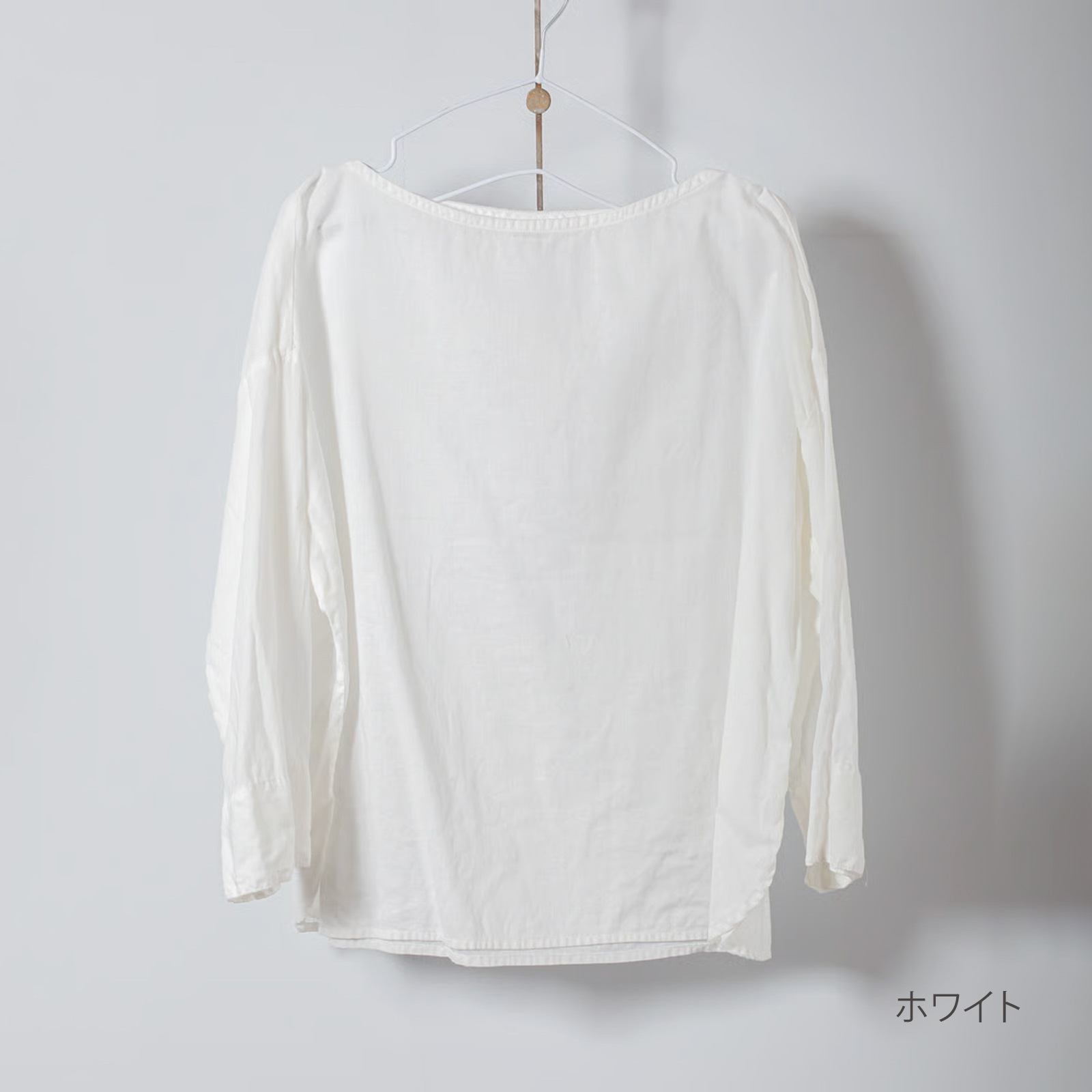 ARTE POVERA _ リネン&コットン ボートネックシャツ ホワイト