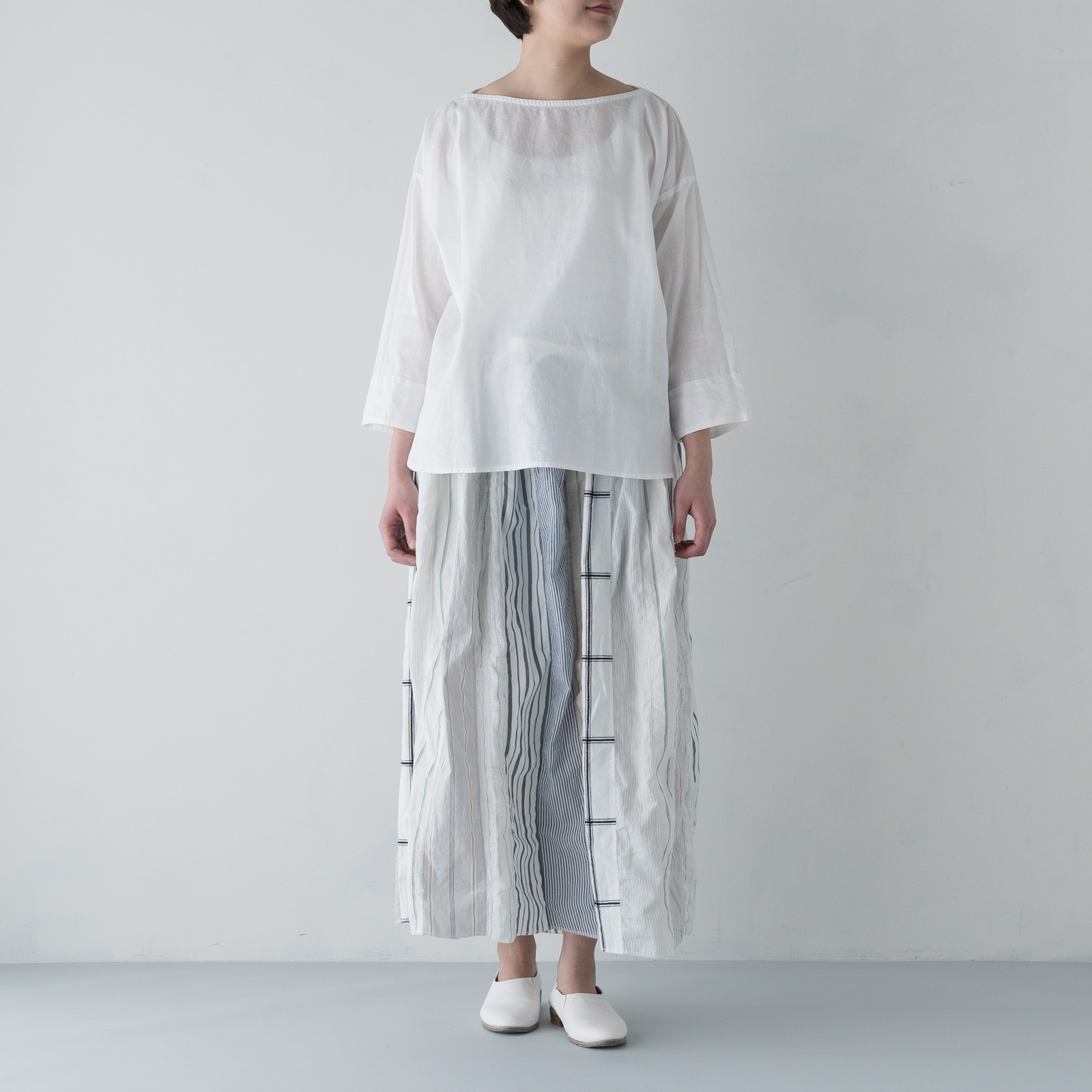 ARTE POVERA _ リネン&コットン ボートネックシャツ ブラック