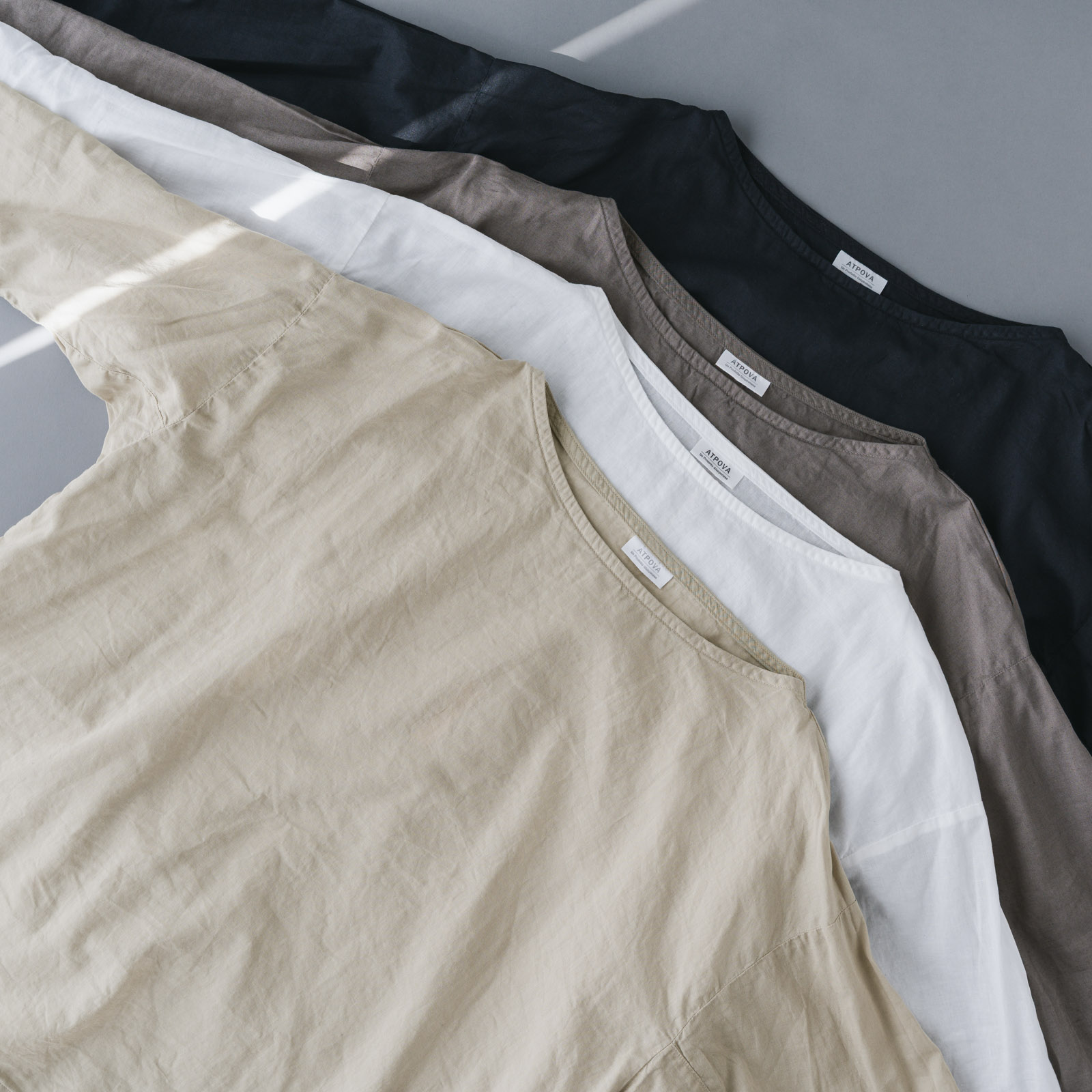 ARTE POVERA _ リネン&コットン ボートネックシャツ ブラック