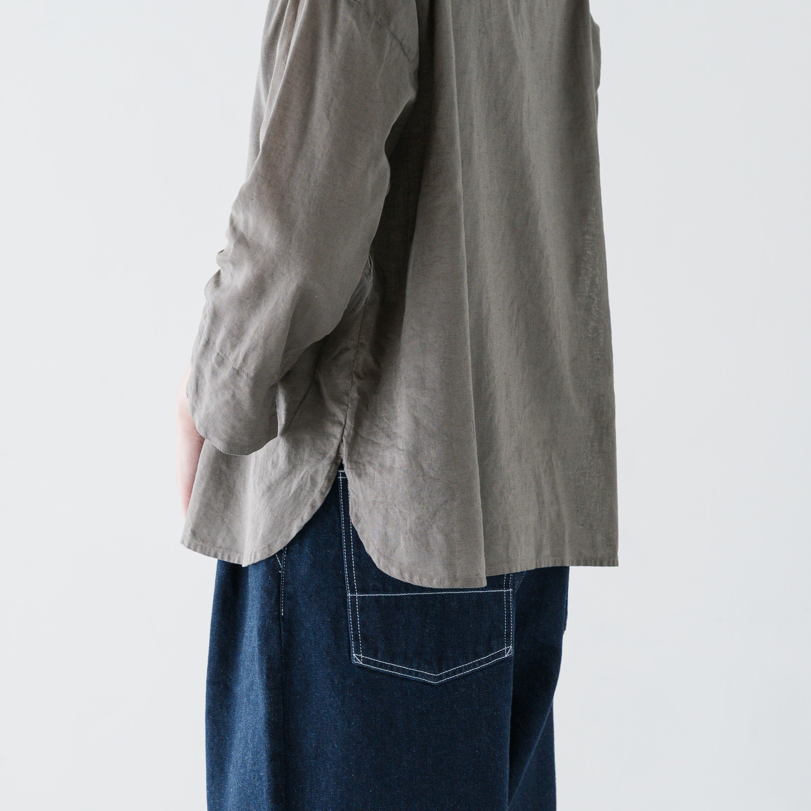 ARTE POVERA _ リネン&コットン ボートネックシャツ ブラック