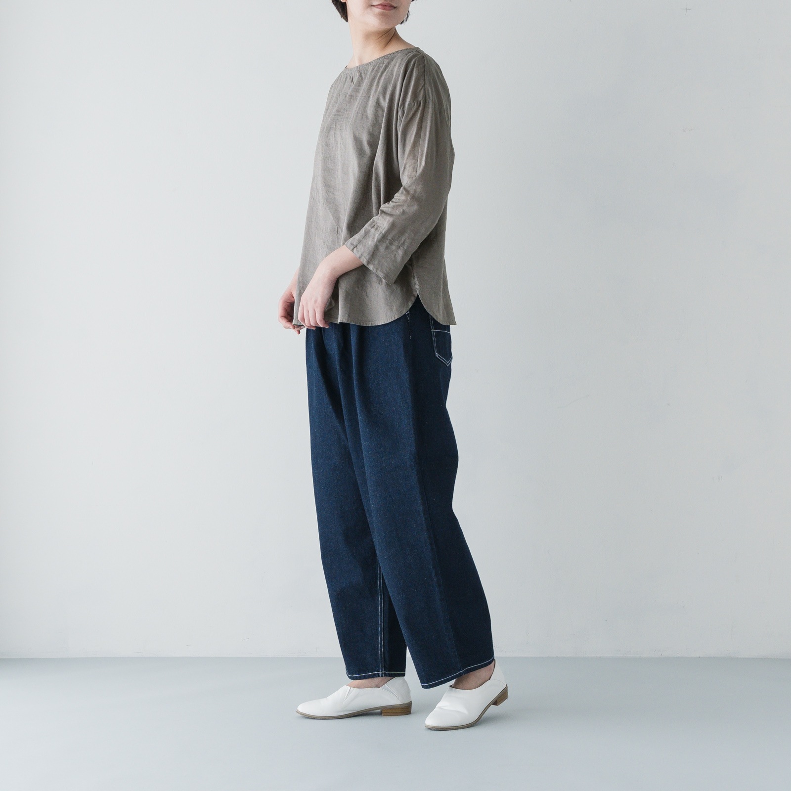 ARTE POVERA _ リネン&コットン ボートネックシャツ ライトベージュ