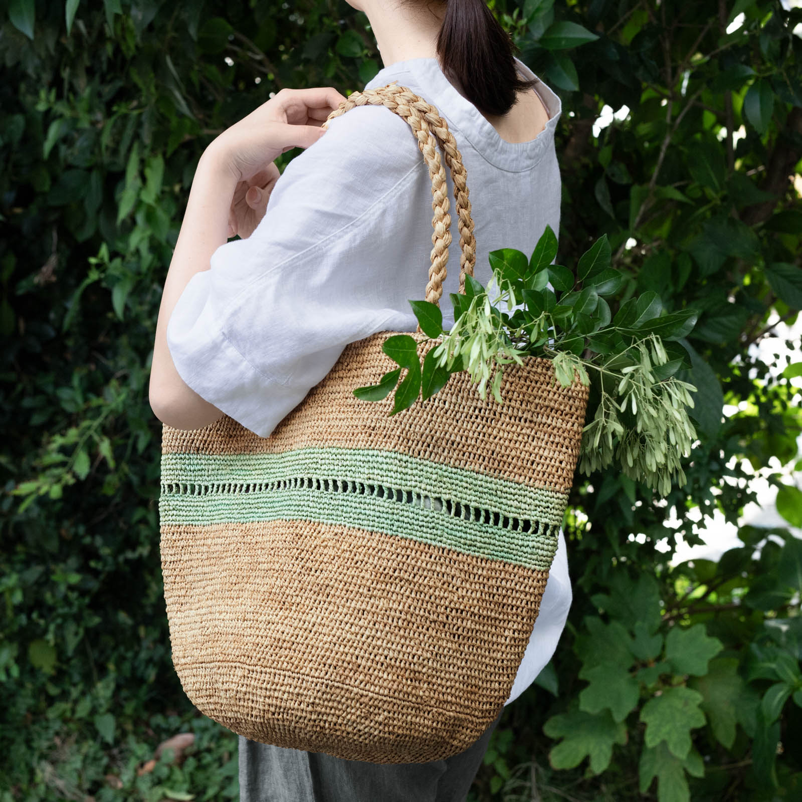 ALICE MM LACE ラフィアバッグ Tea & Khaki