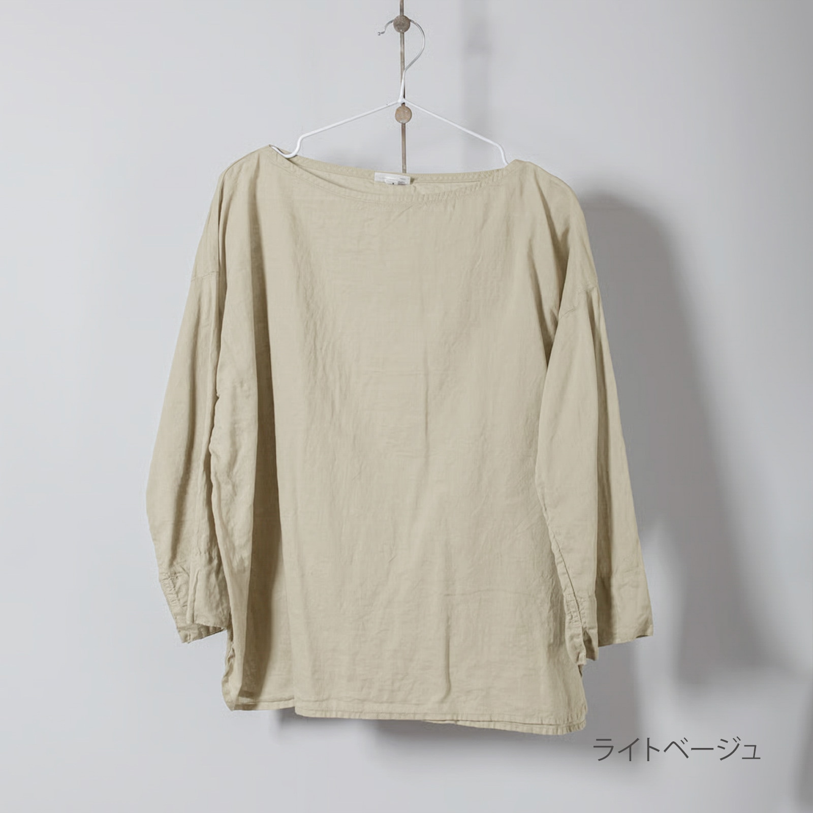 ARTE POVERA _ リネン&コットン ボートネックシャツ ネンドグレー