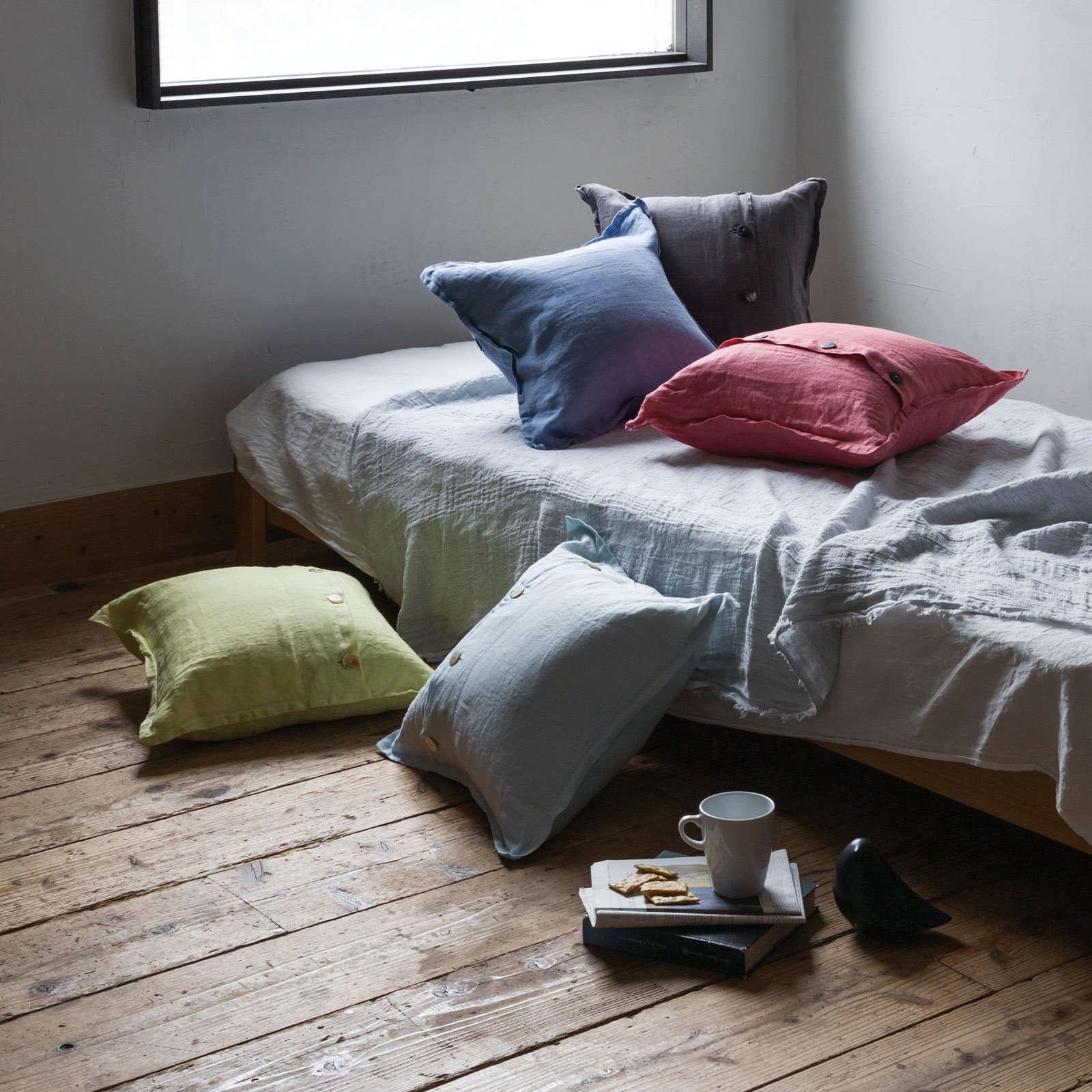 新品 レア イタリア リネン レース枕カバー arte pura アルテプラ ルアンセ まくらカバー 700×500 グレー×ホワイト | Francfranc