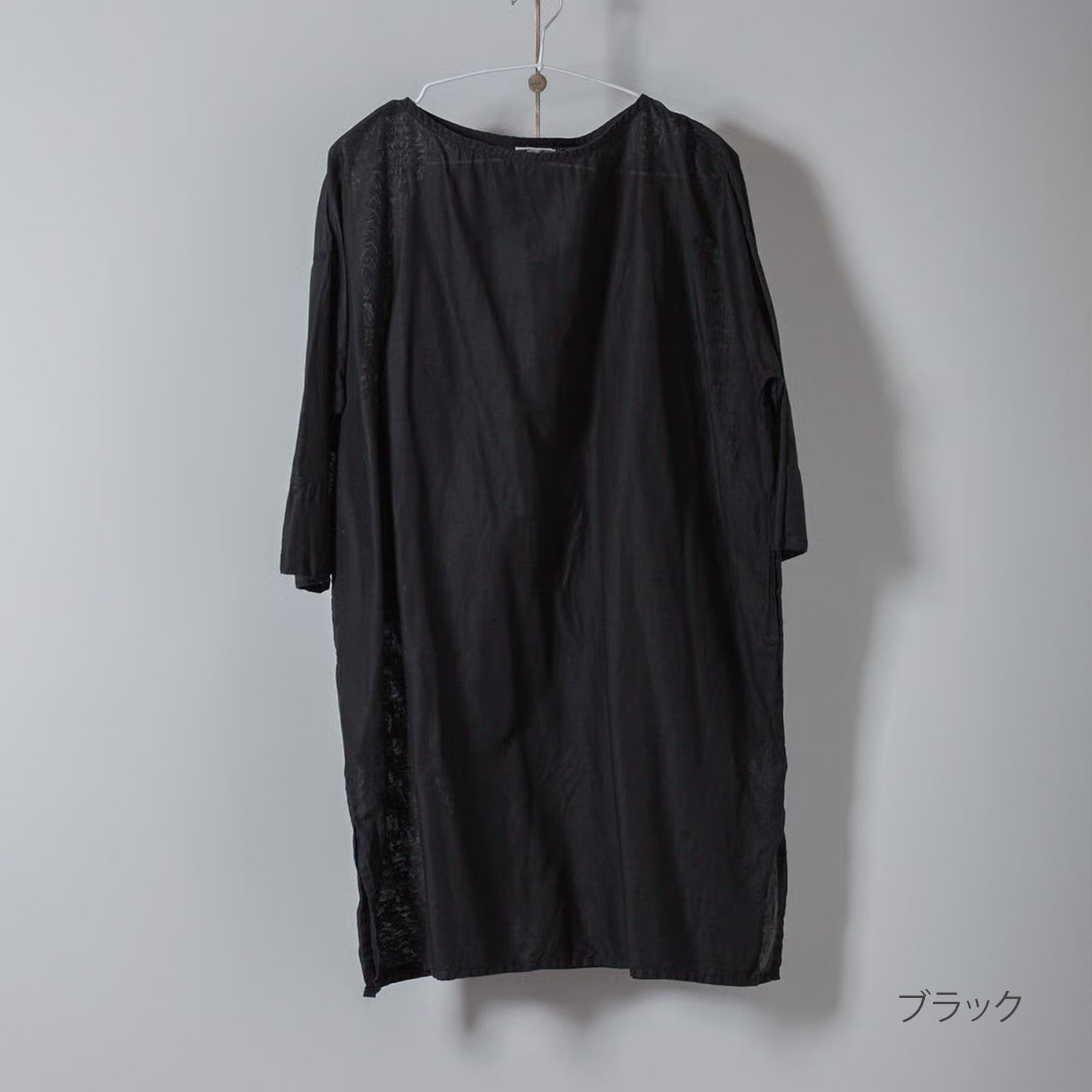 ARTE POVERA _ リネン&コットン ボートネックロングブラウス ホワイト