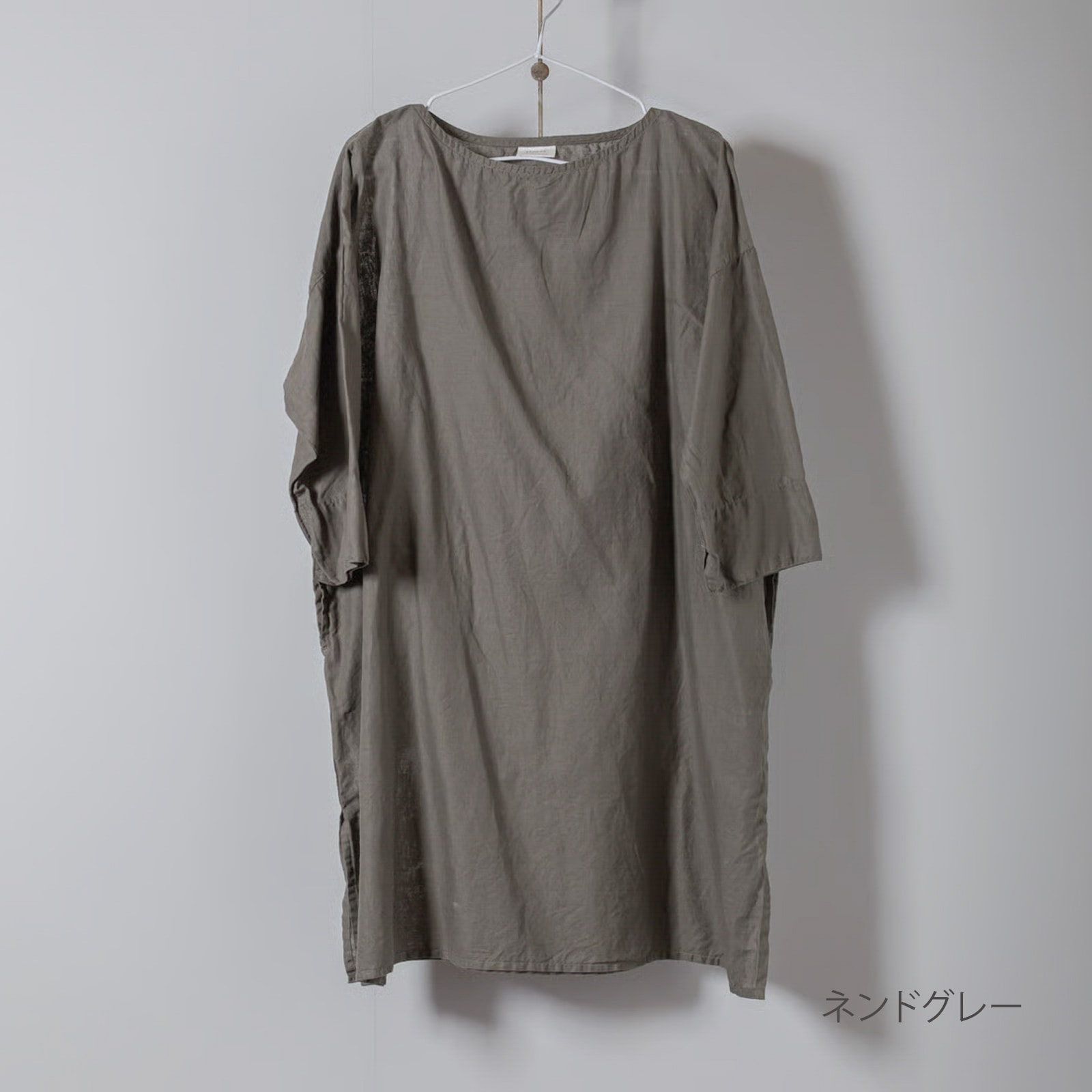 ARTE POVERA _ リネン&コットン ボートネックロングブラウス ホワイト