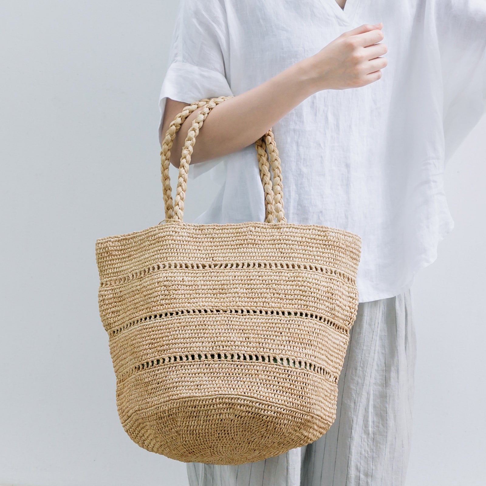 ALICE MM 3 LACE ラフィアバッグ Natural