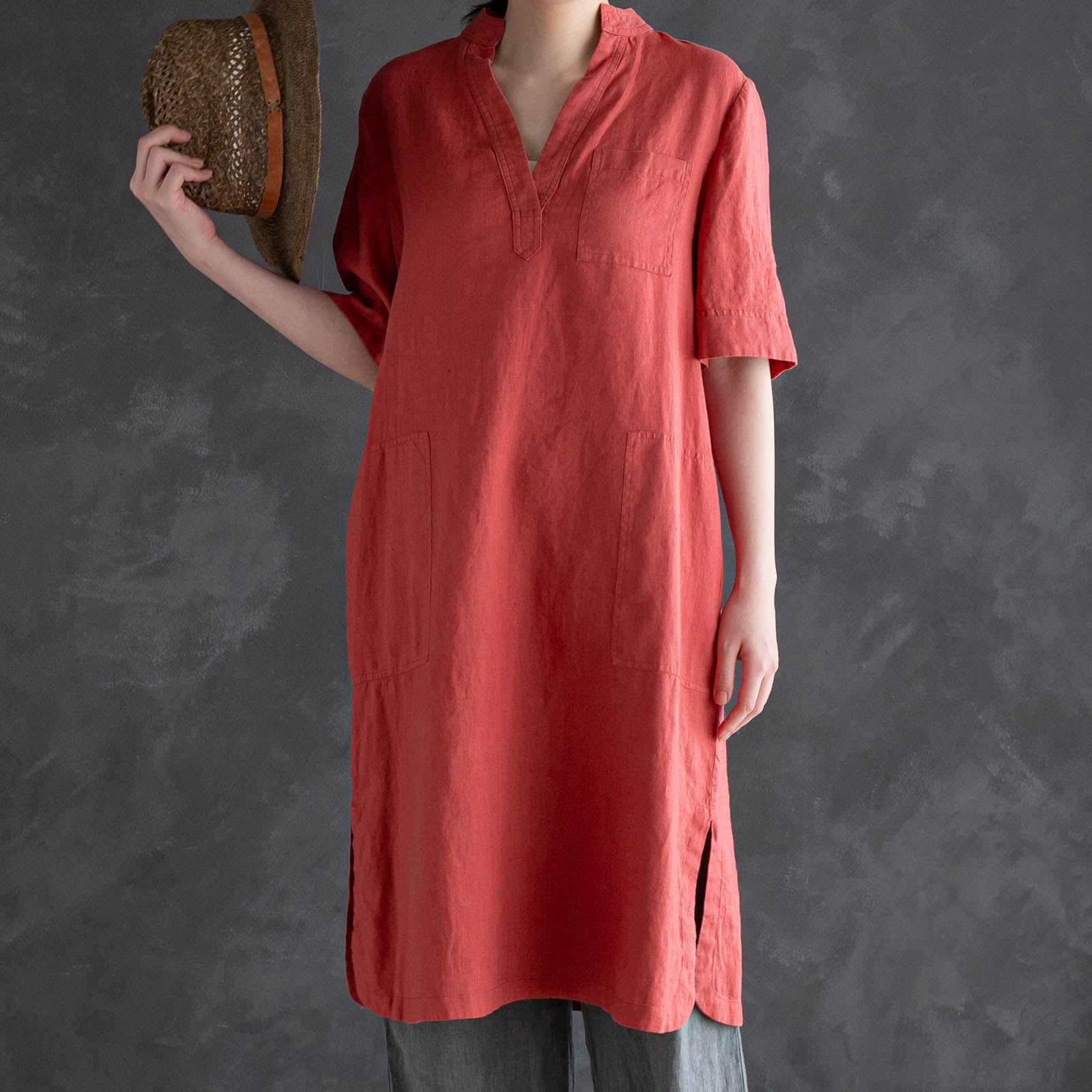 【SALE】スリットネックワンピース _ sienne