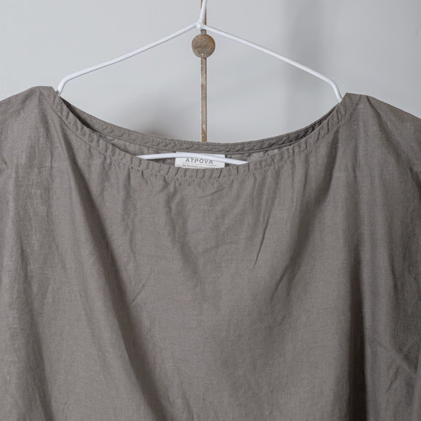 ARTE POVERA _ リネン&コットン ボートネックロングブラウス ライトベージュ