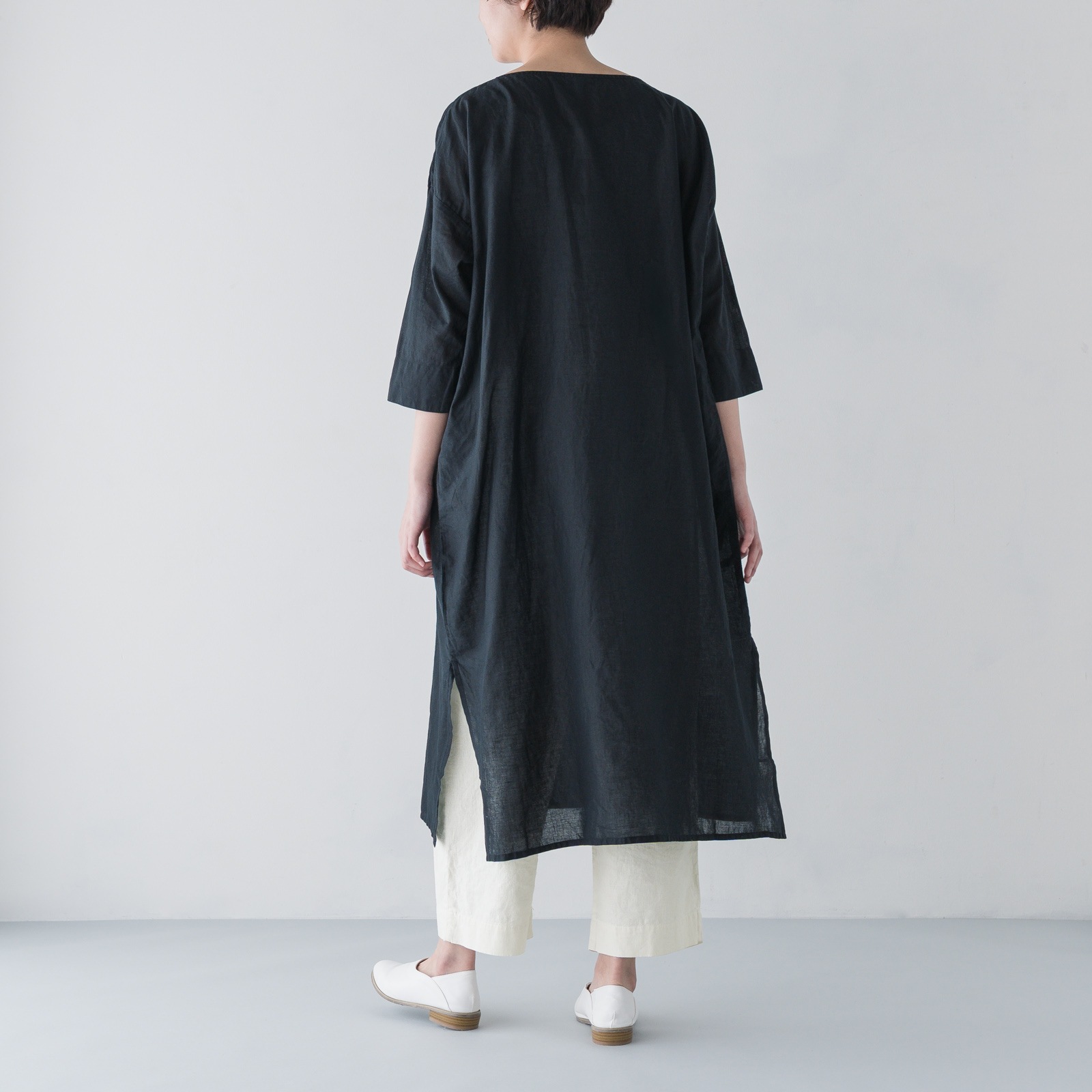 ARTE POVERA _ リネン&コットン ボートネックロングワンピース ライトベージュ