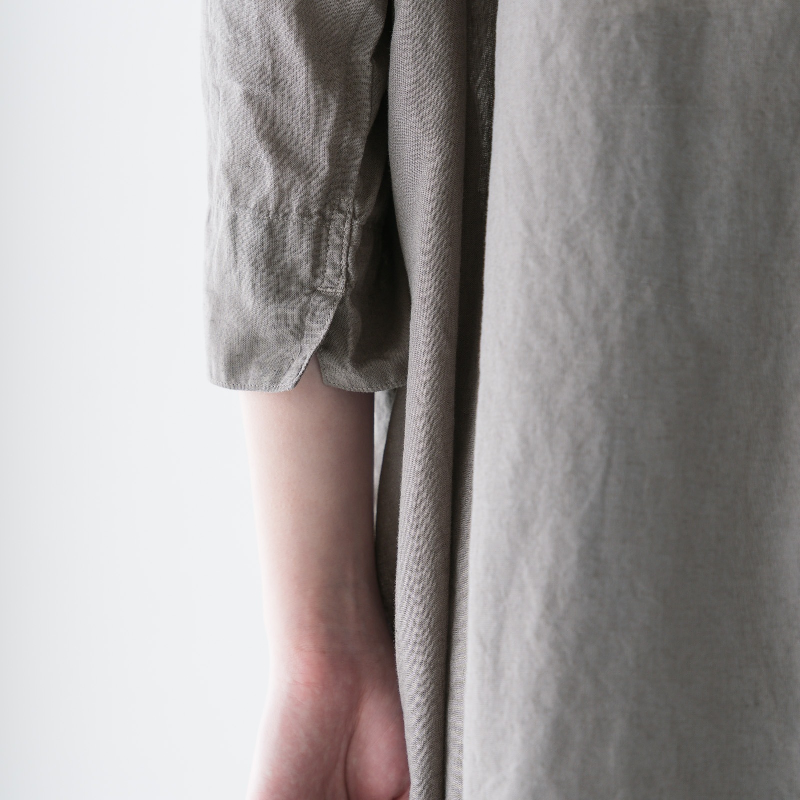 ARTE POVERA _ リネン&コットン ボートネックロングワンピース ライトベージュ