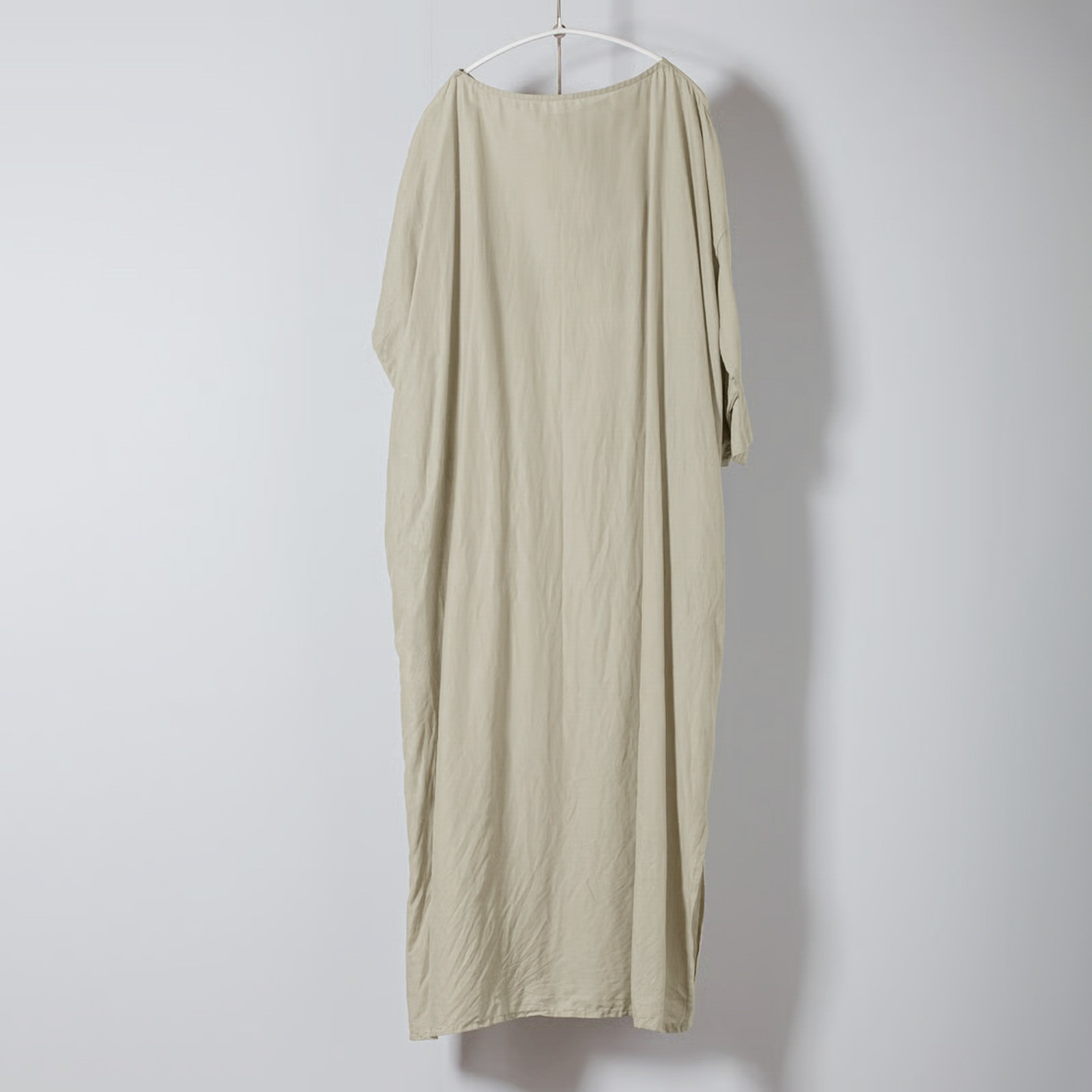 ARTE POVERA _ リネン&コットン ボートネックロングワンピース ネンドグレー