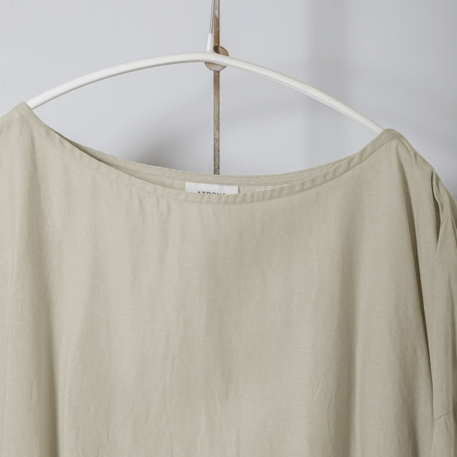 ARTE POVERA _ リネン&コットン ボートネックロングワンピース ネンドグレー