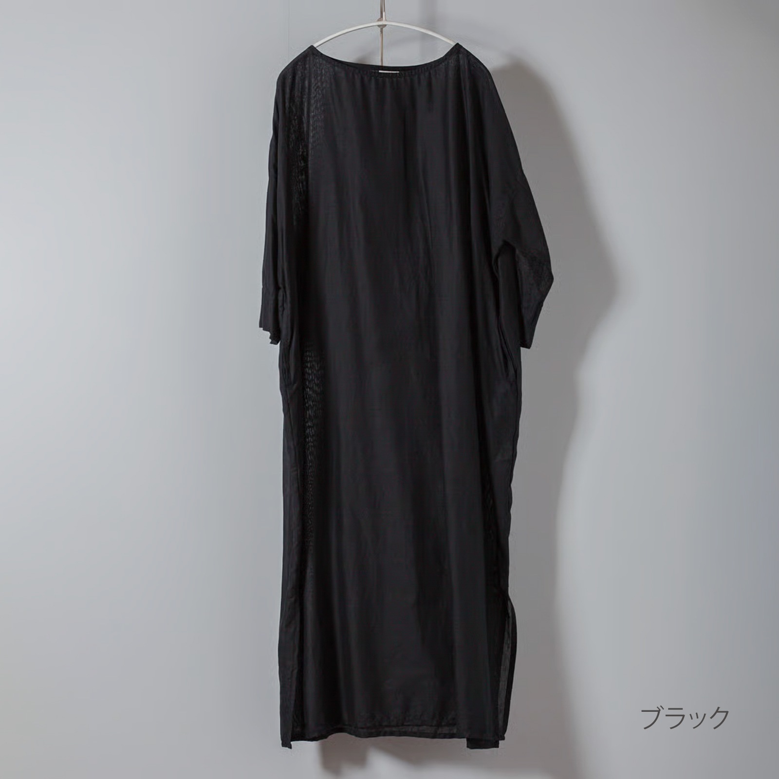 ARTE POVERA _ リネン&コットン ボートネックロングワンピース ネンドグレー