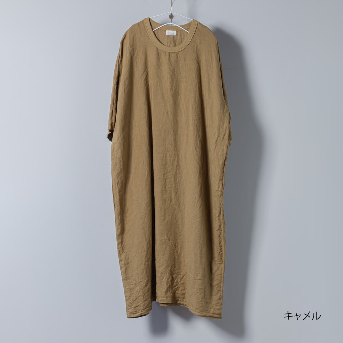 リネン クルーワンピース _ セージグリーン