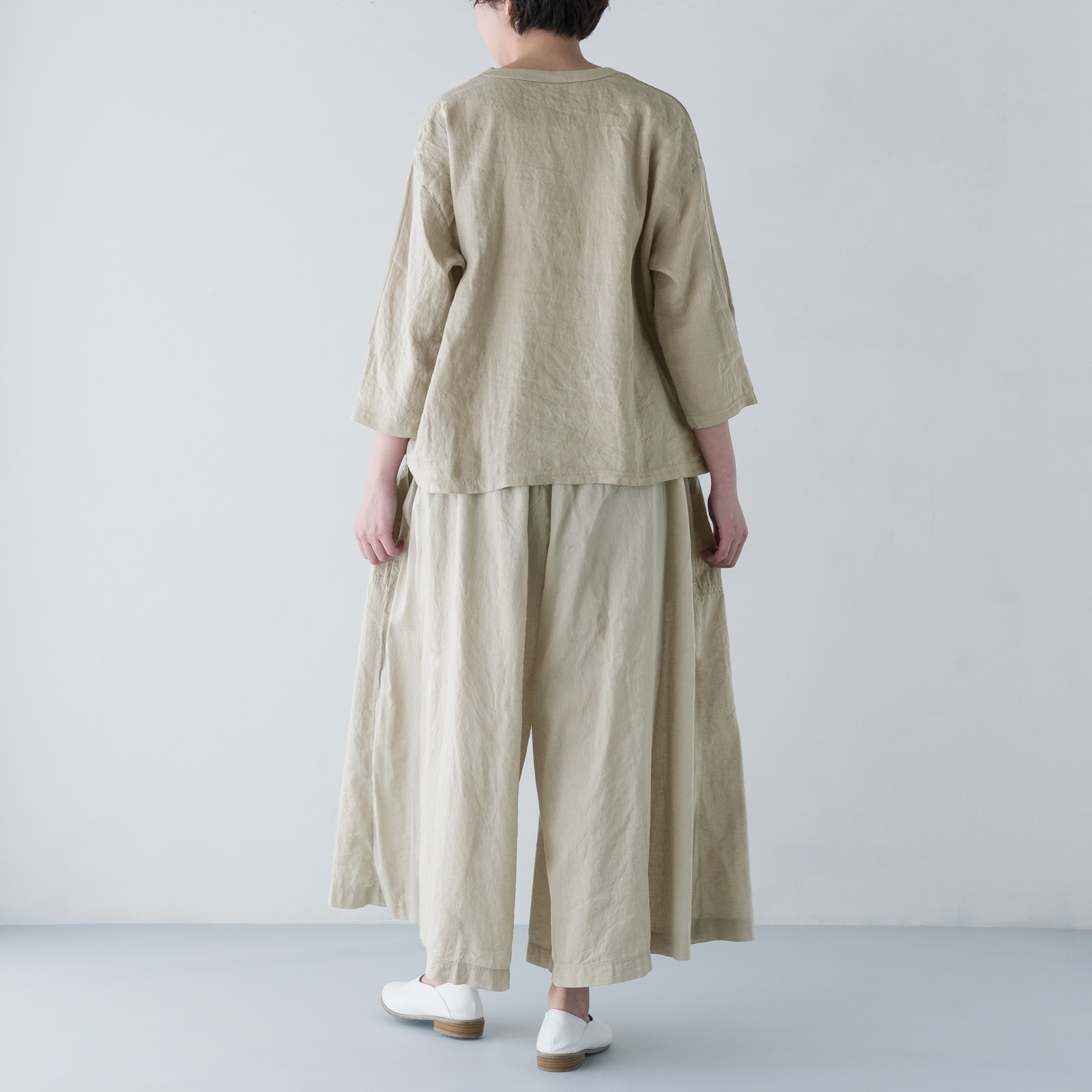 ARTE POVERA _ リネン&コットン ギャザリングパンツ ライトベージュ