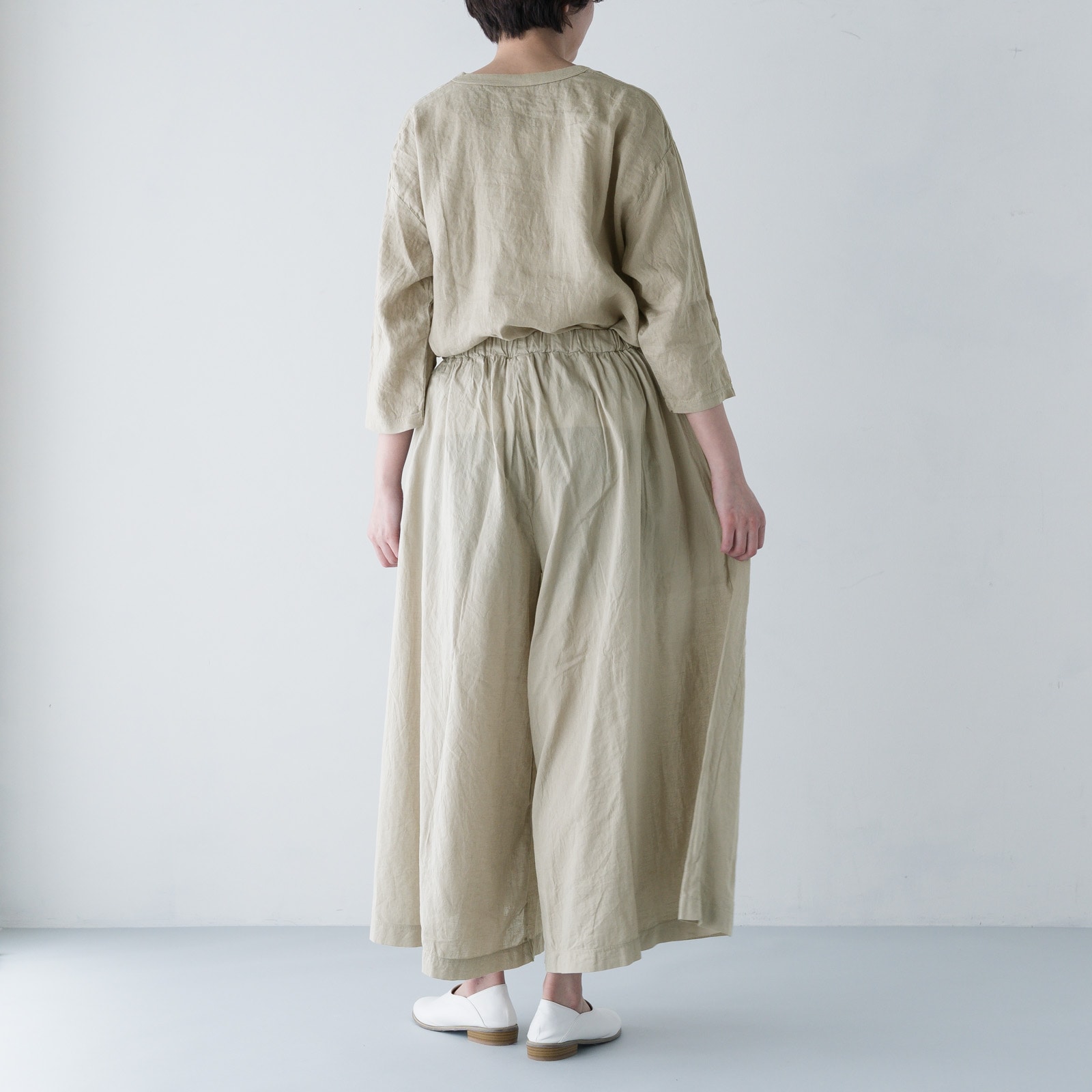 ARTE POVERA _ リネン&コットン ギャザリングパンツ ライトベージュ