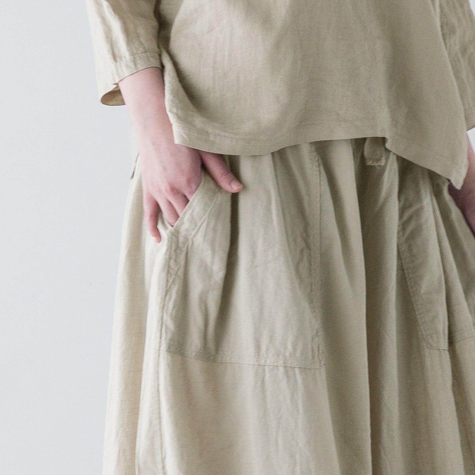 ARTE POVERA _ リネン&コットン ギャザリングパンツ ライトベージュ