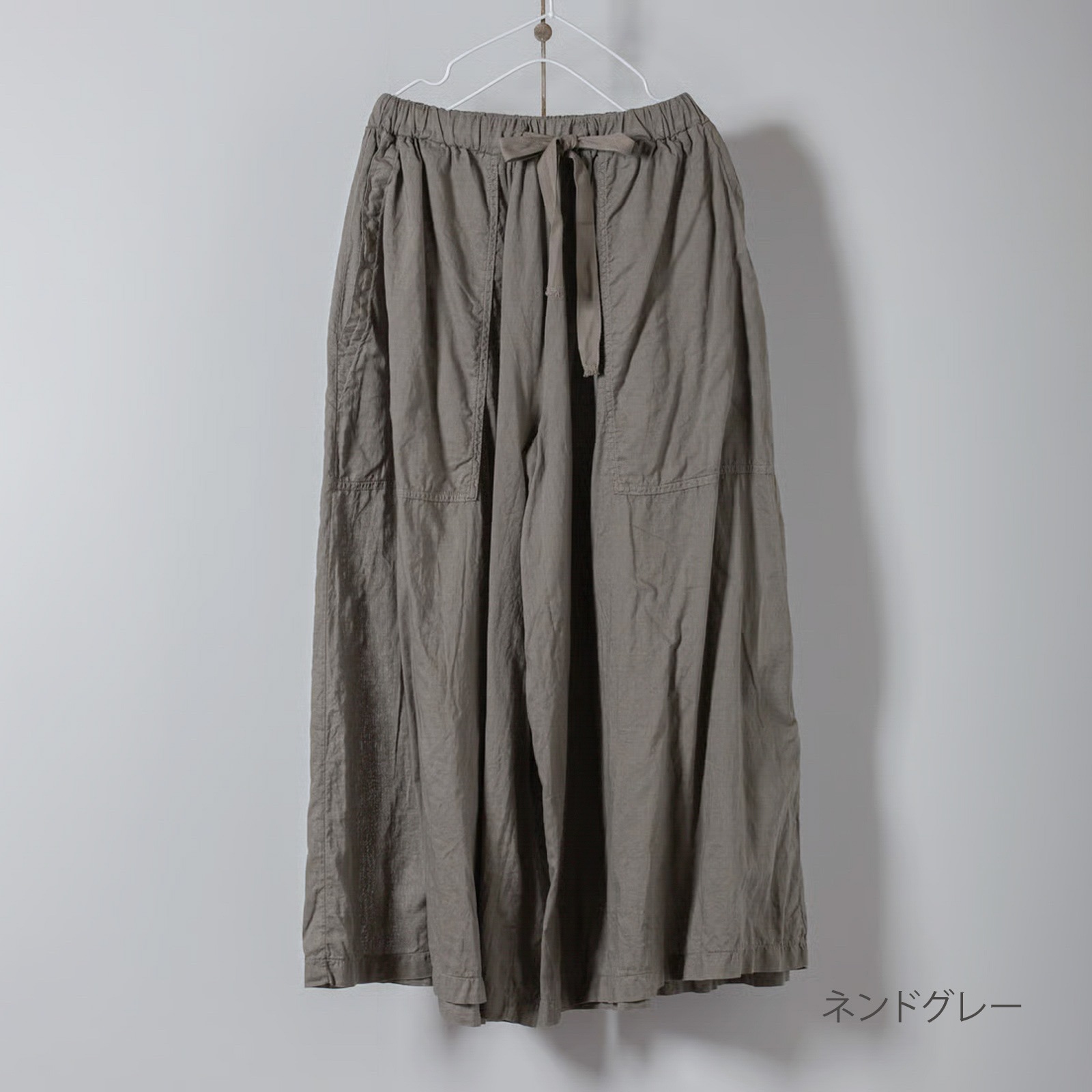 ARTE POVERA _ リネン&コットン ギャザリングパンツ ネンドグレー