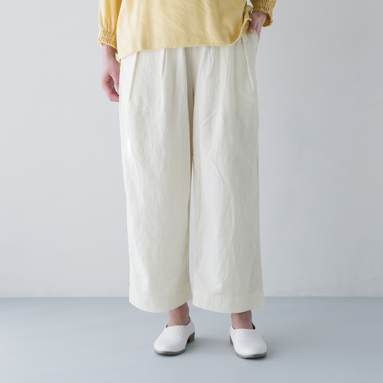 ARTE POVERA _ リネン&コットン  2タックイージーパンツ ホワイト