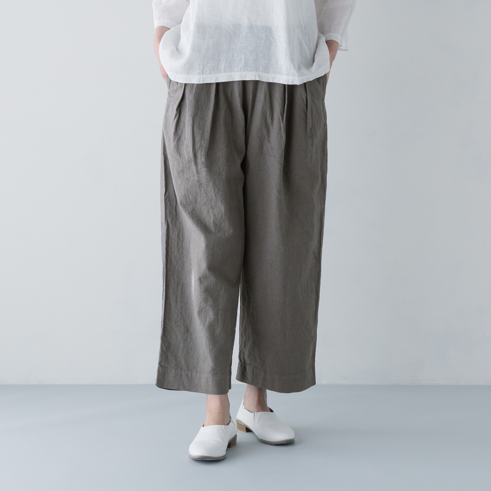ARTE POVERA _ リネン&コットン  2タックイージーパンツ ホワイト
