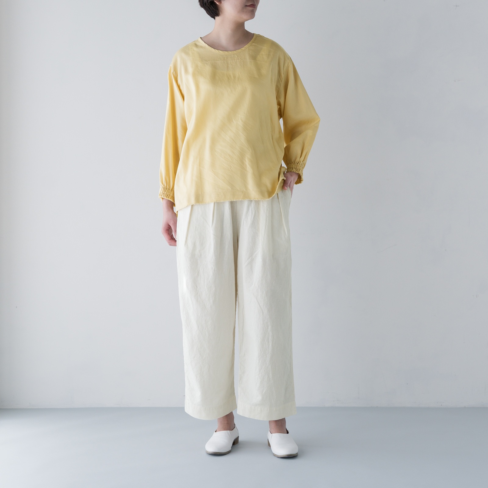 ARTE POVERA _ リネン&コットン  2タックイージーパンツ ホワイト