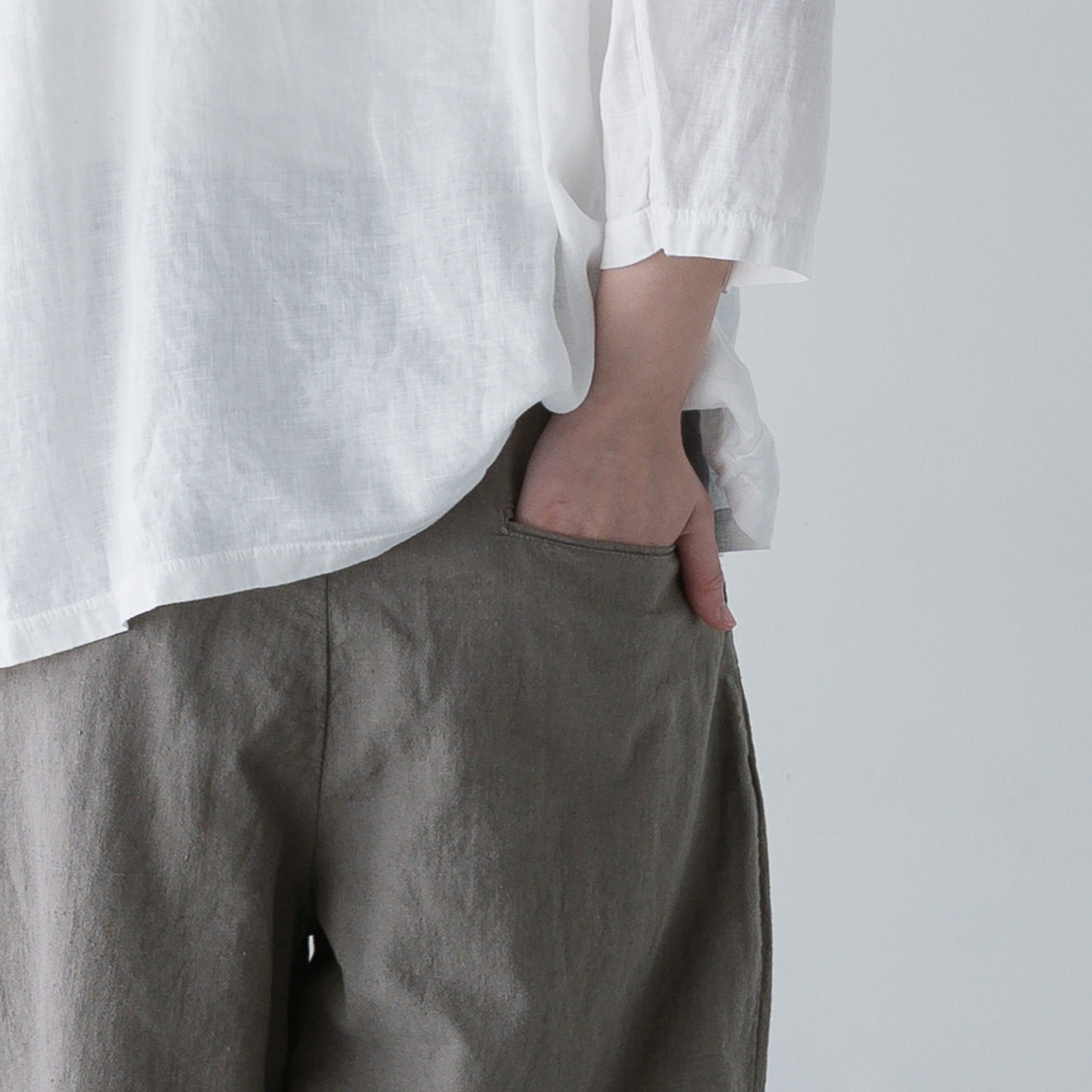 ARTE POVERA _ リネン&コットン  2タックイージーパンツ ホワイト