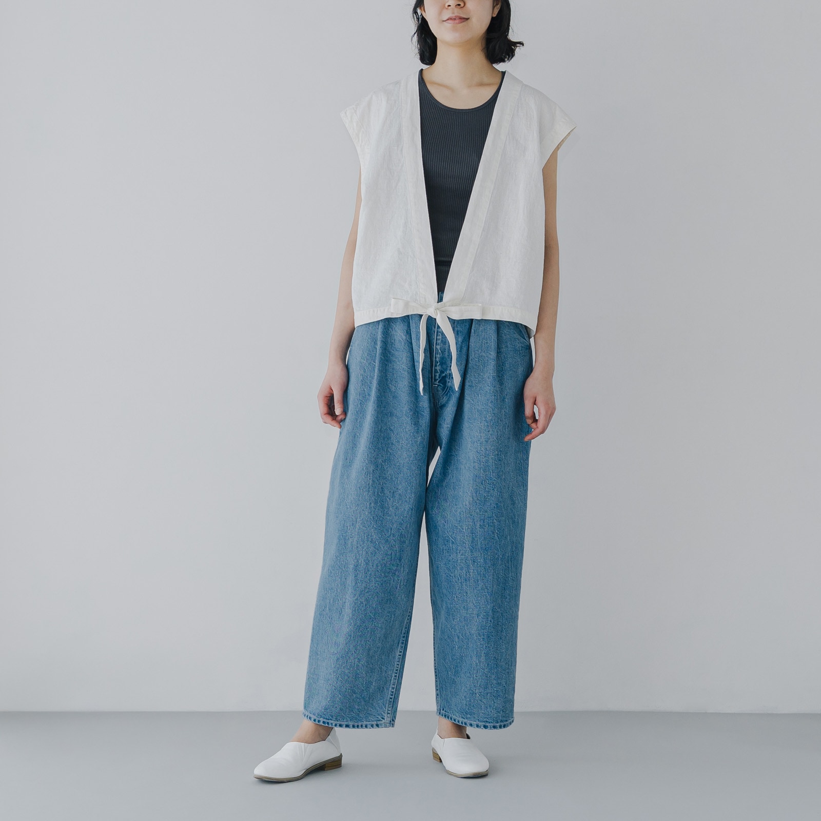 コットンリネン染め _ ボレロジレ _ セージグリーン