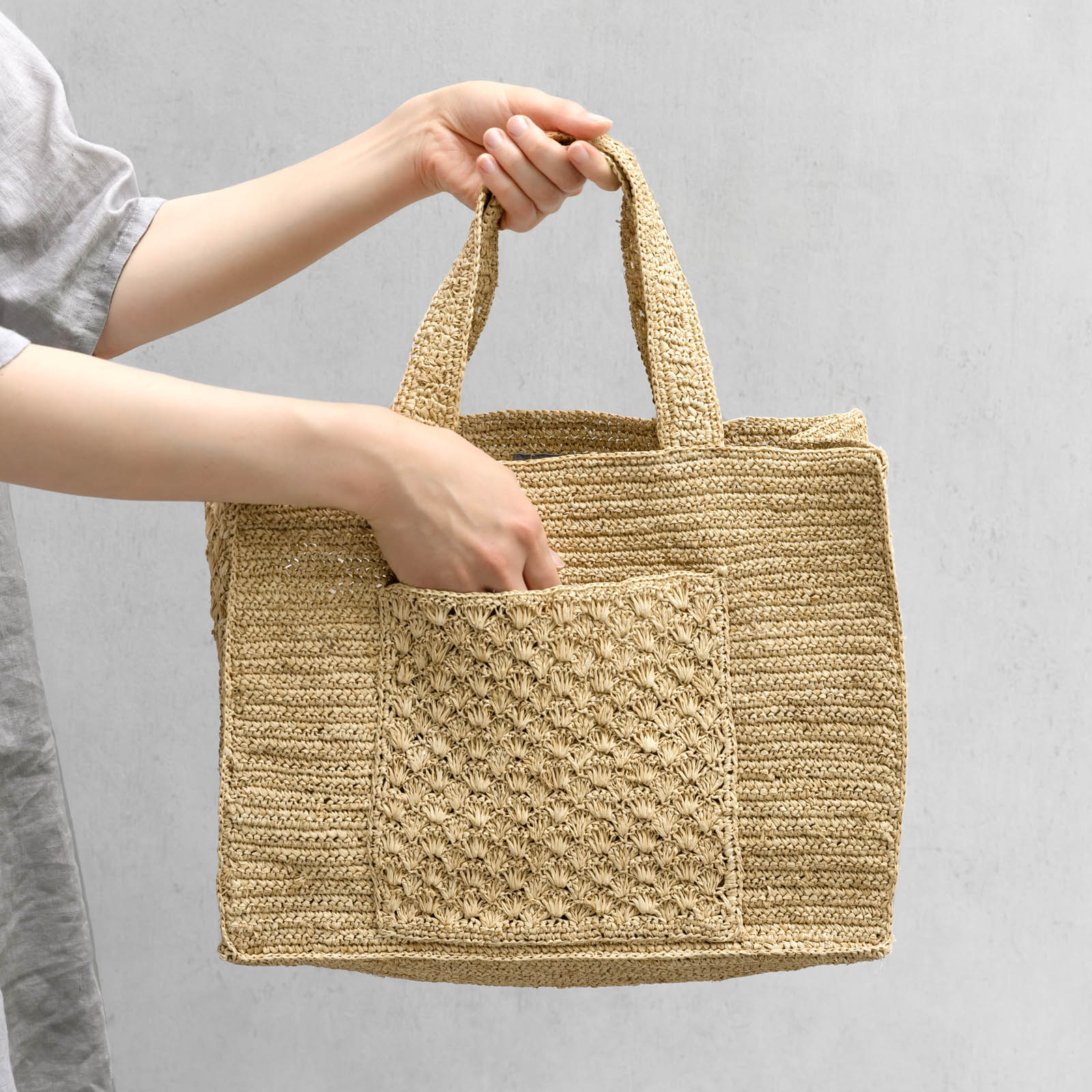 ラフィアバッグ☆リーノリエーナ HADRIEN ラフィアバッグ Natural