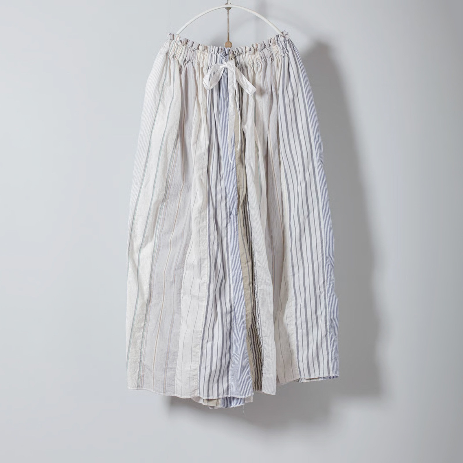 ARTE POVERA _ ストライプ MIXMIX ギャザースカート _ ホワイトMIX