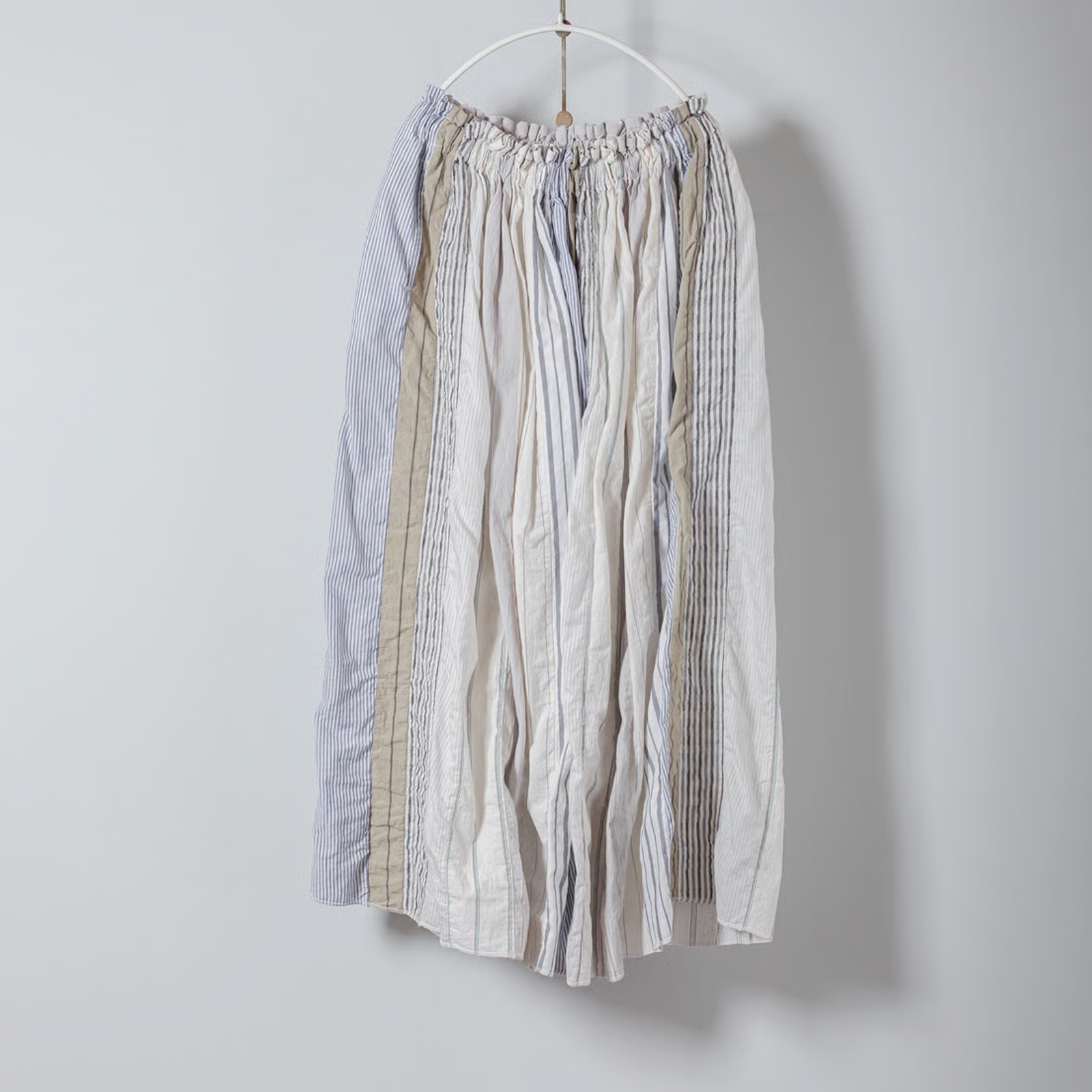 ARTE POVERA _ ストライプ MIXMIX ギャザースカート _ ホワイトMIX