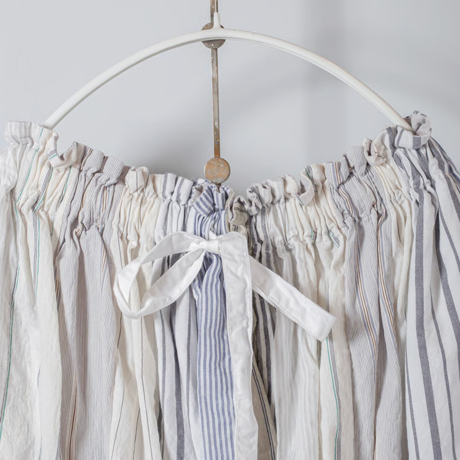 ARTE POVERA _ ストライプ MIXMIX ギャザースカート _ ホワイトMIX