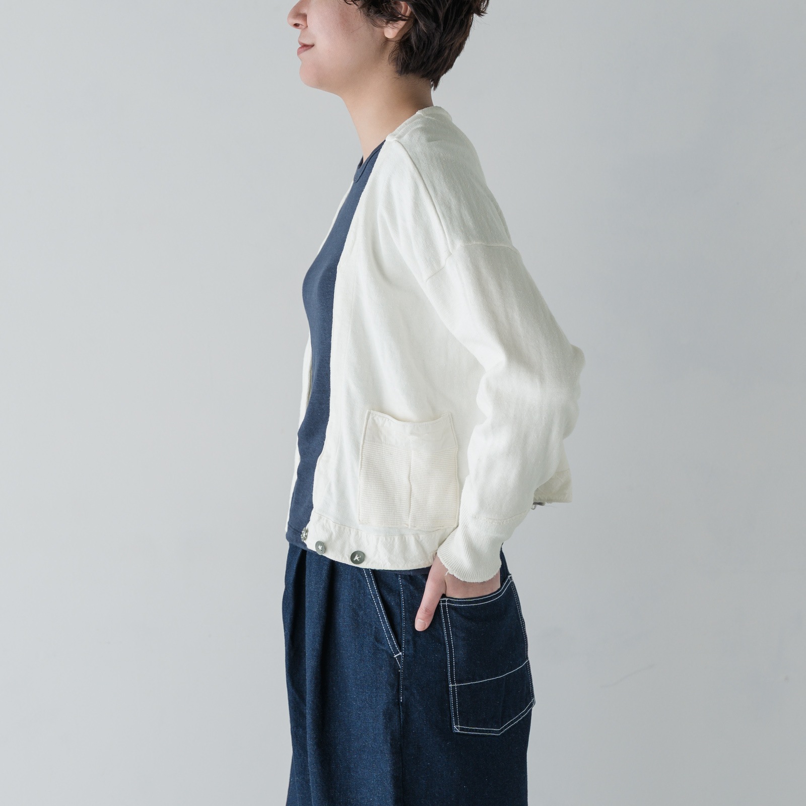 ARTE POVERA _ スウェーデンアンダーパンツ リメイク ボレロカーデ ホワイト