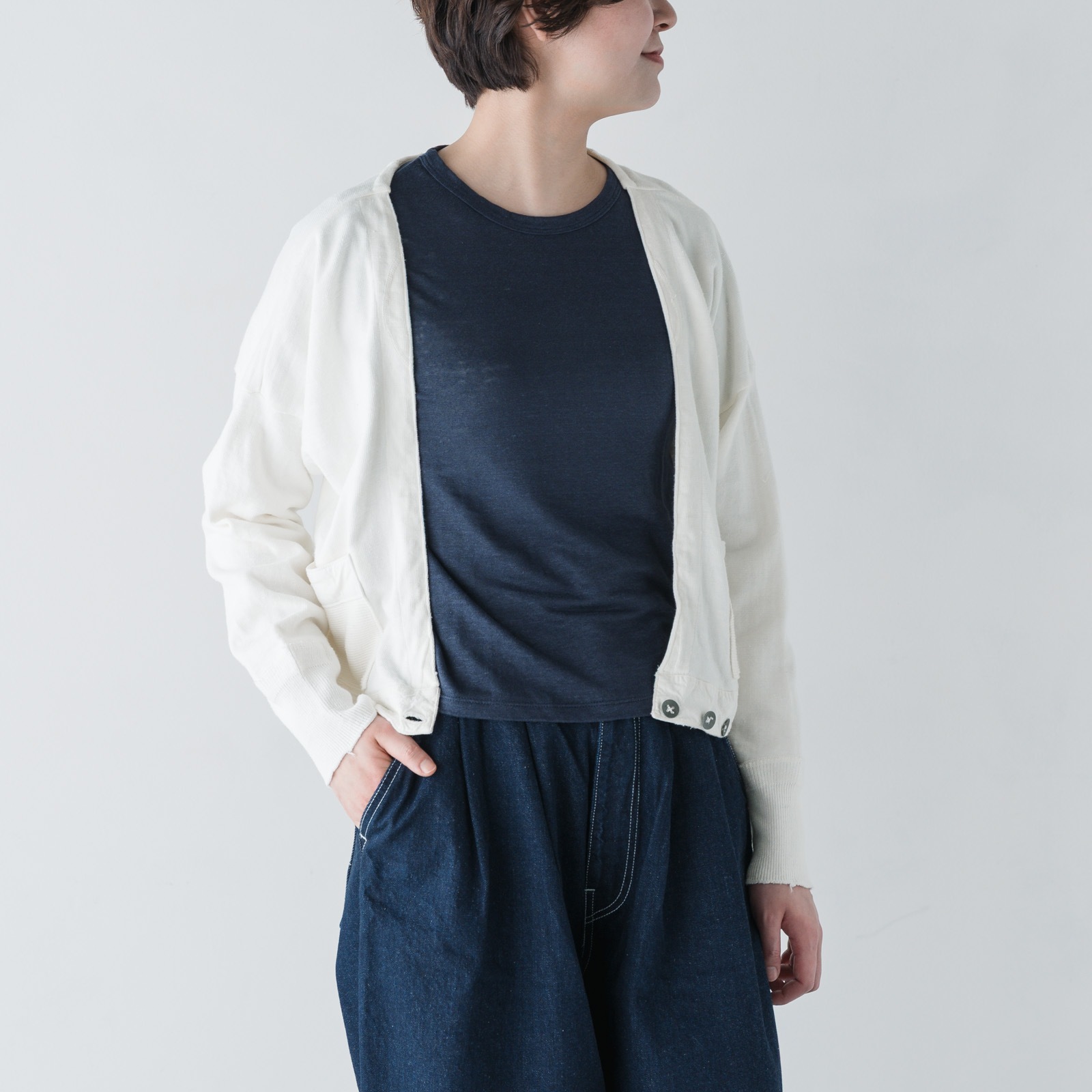 ARTE POVERA _ スウェーデンアンダーパンツ リメイク ボレロカーデ ホワイト