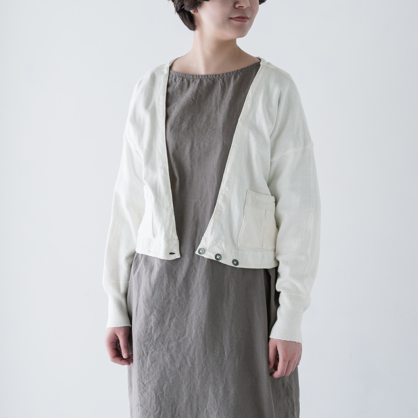 ARTE POVERA _ スウェーデンアンダーパンツ リメイク ボレロカーデ ホワイト