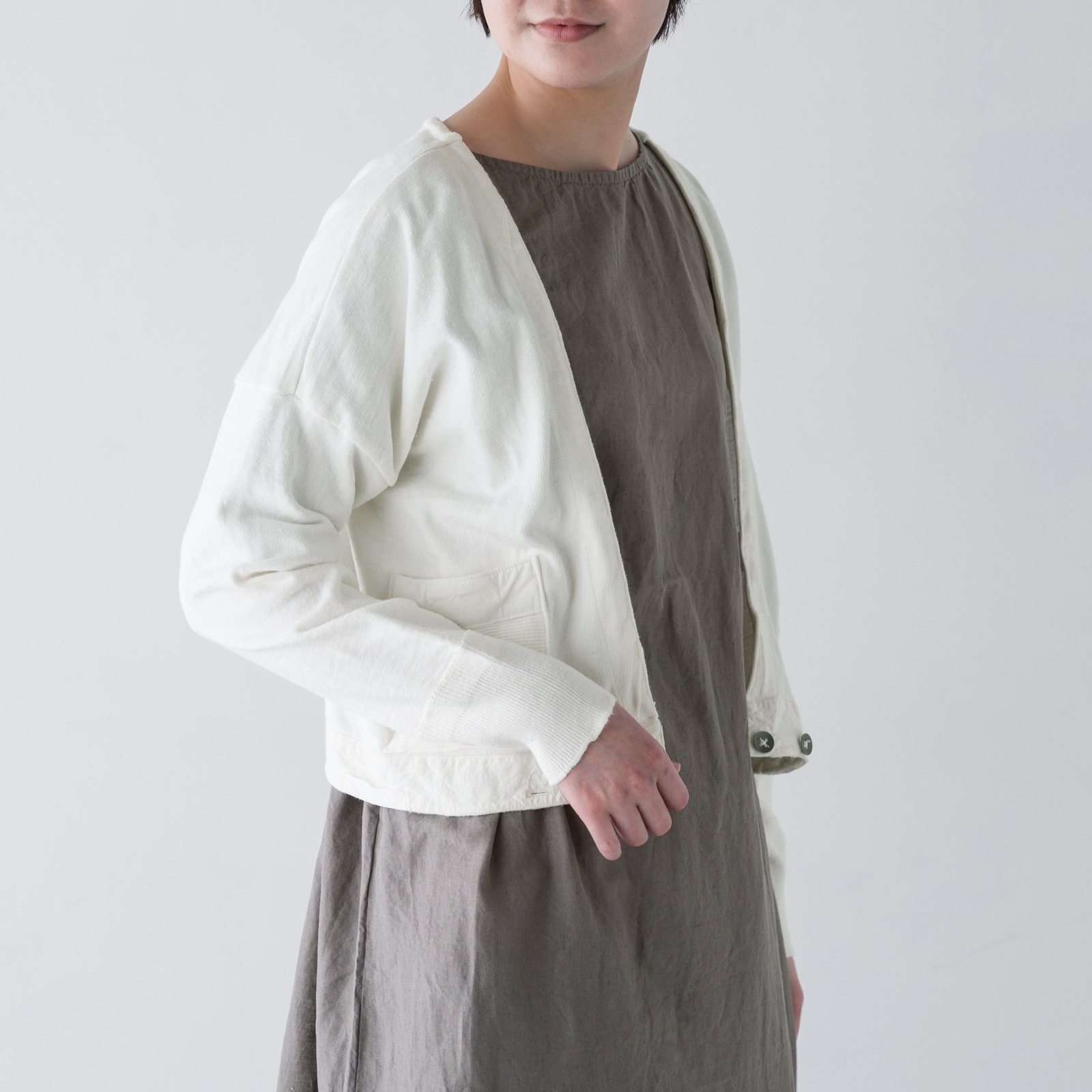 ARTE POVERA _ スウェーデンアンダーパンツ リメイク ボレロカーデ ホワイト