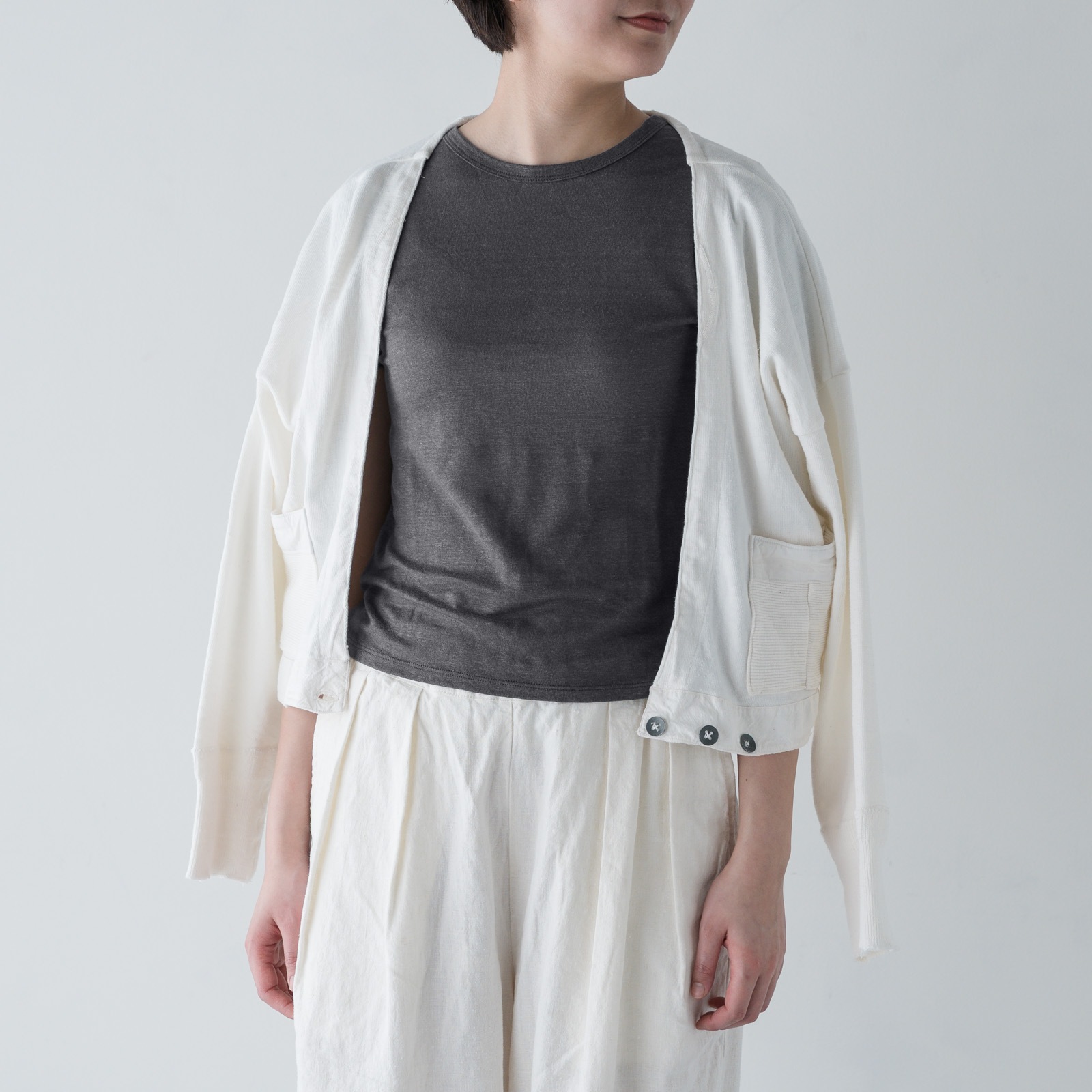 ARTE POVERA _ スウェーデンアンダーパンツ リメイク ボレロカーデ ホワイト