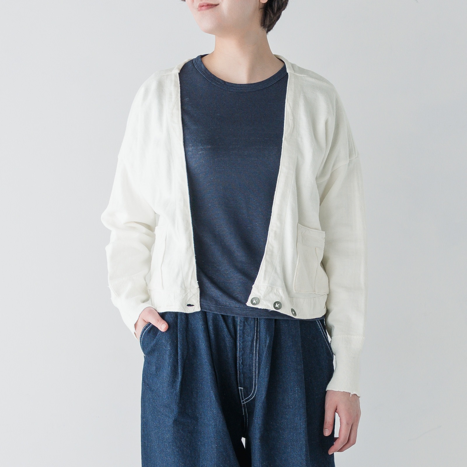 ARTE POVERA _ スウェーデンアンダーパンツ リメイク ボレロカーデ ホワイト