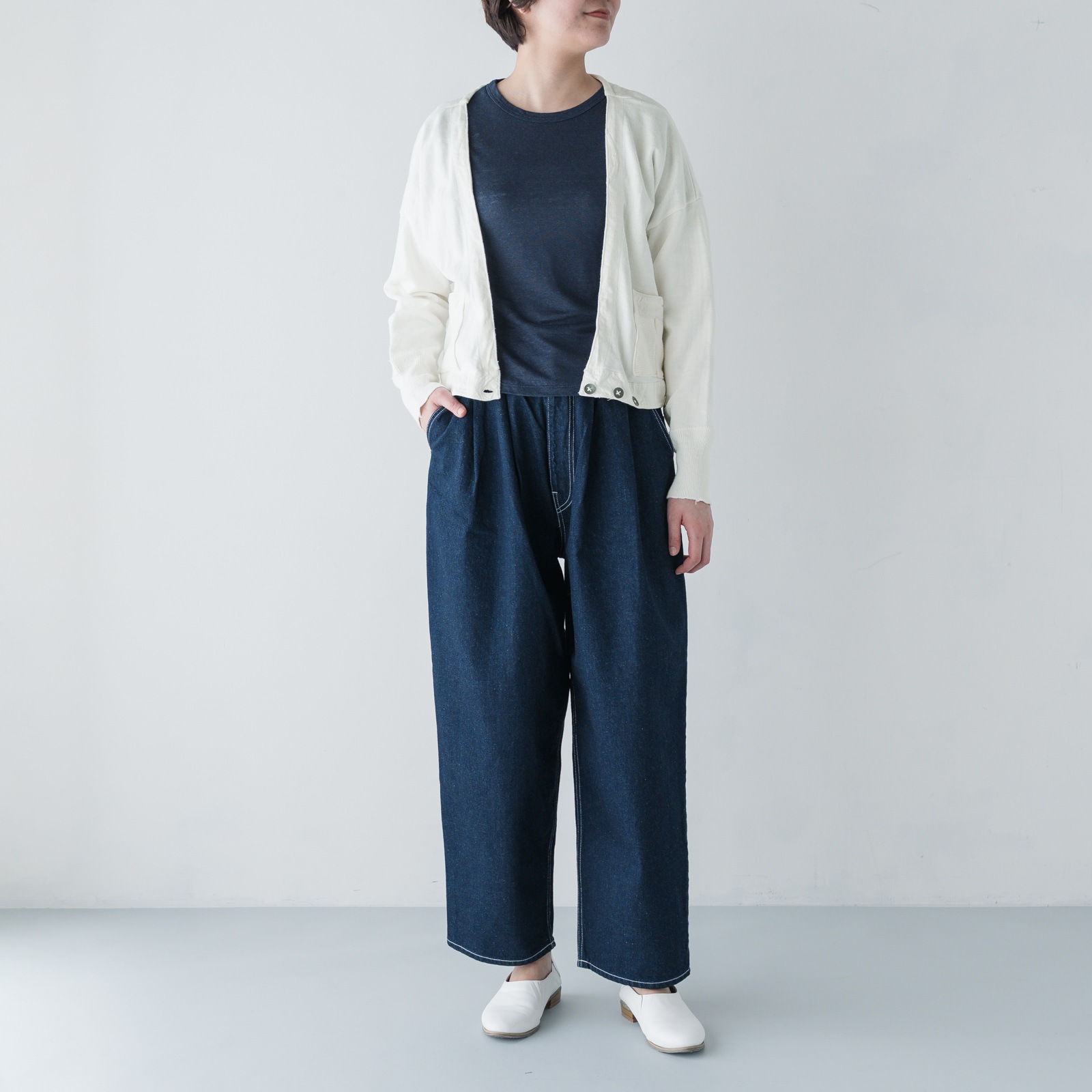 ARTE POVERA _ スウェーデンアンダーパンツ リメイク ボレロカーデ ホワイト