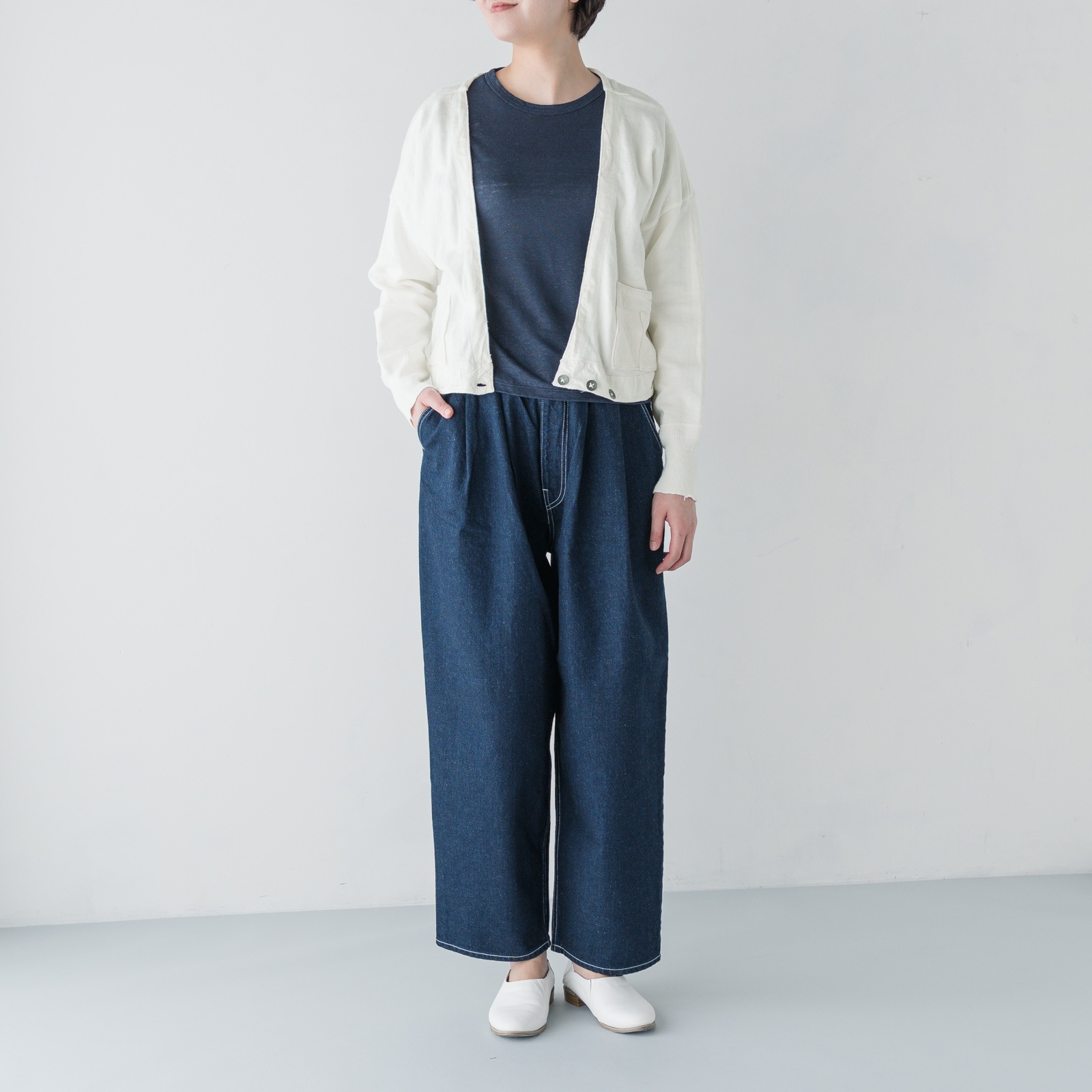 ARTE POVERA _ スウェーデンアンダーパンツ リメイク ボレロカーデ ホワイト