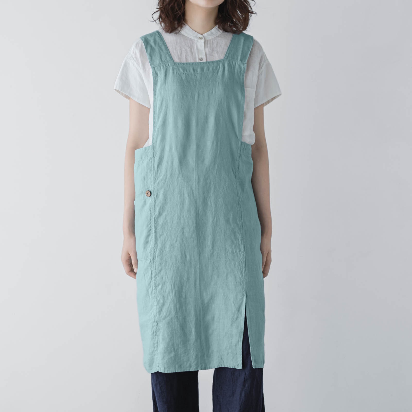 フルエプロン アニタ _  コーラルブルー