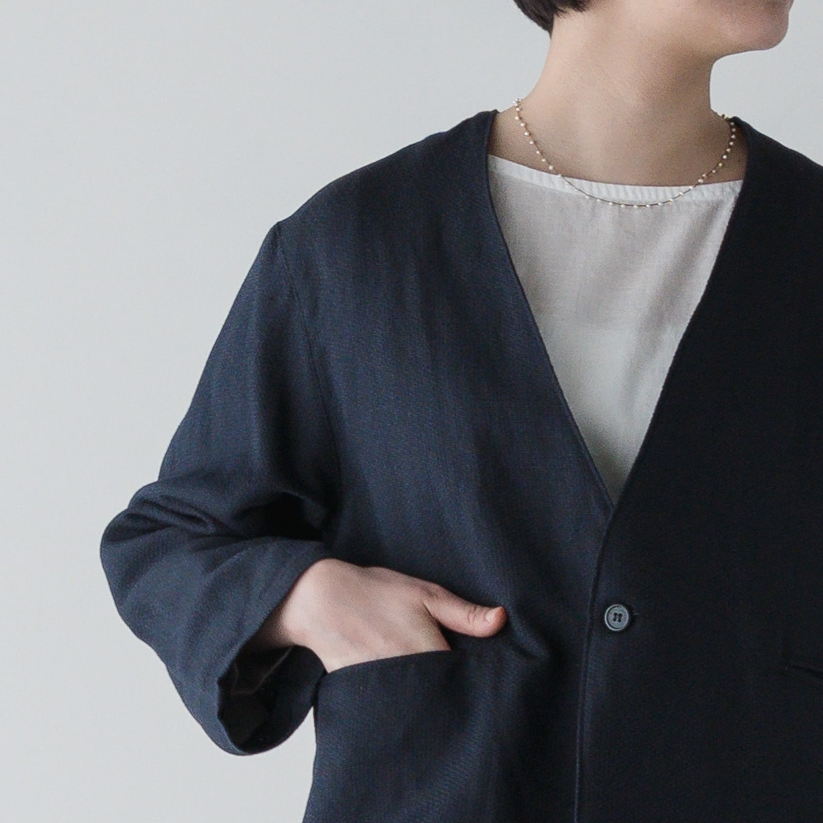 ARTE POVERA _ セレモニー ノーカラージャケット _ 紺×黒