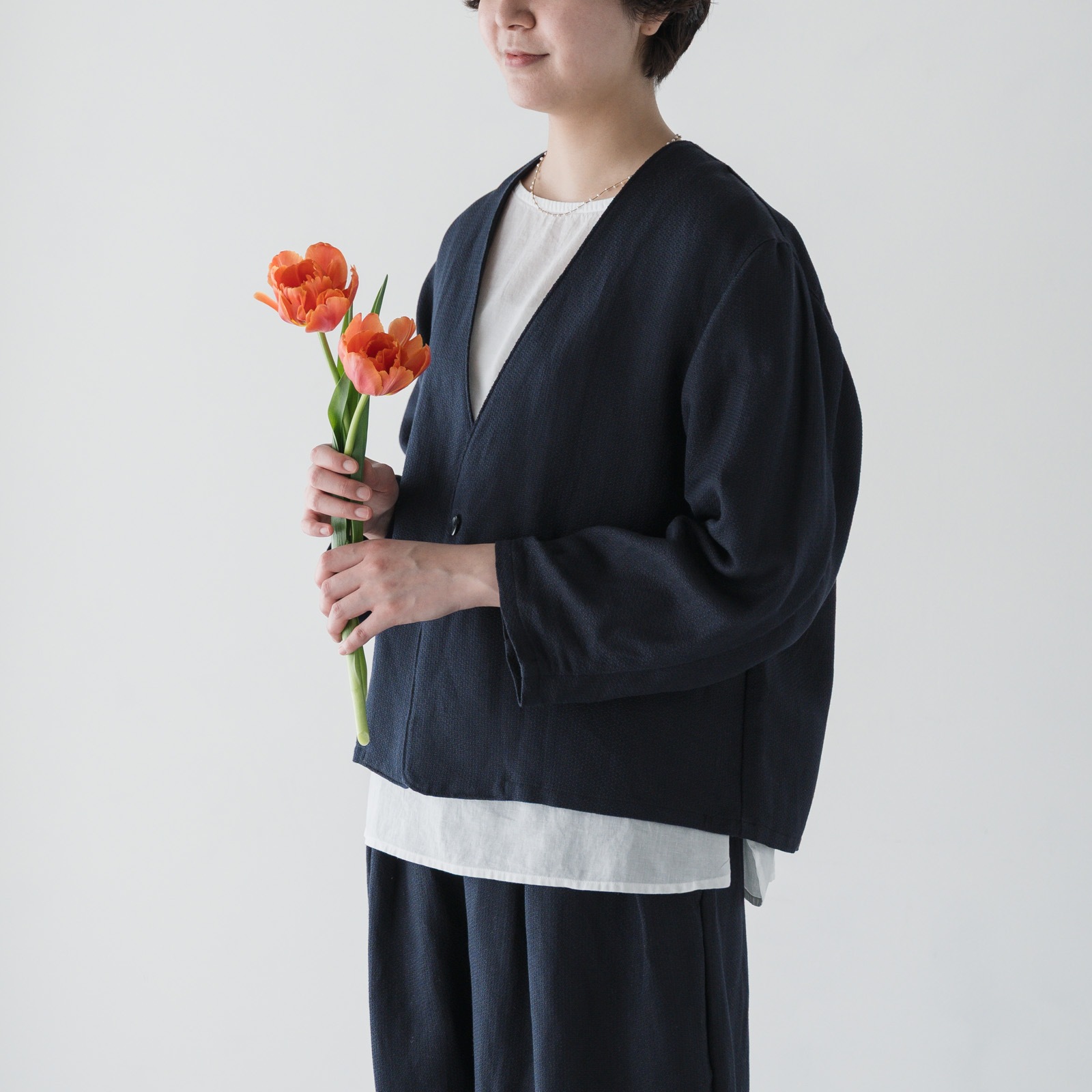 ARTE POVERA _ セレモニー ノーカラージャケット _ 紺×黒