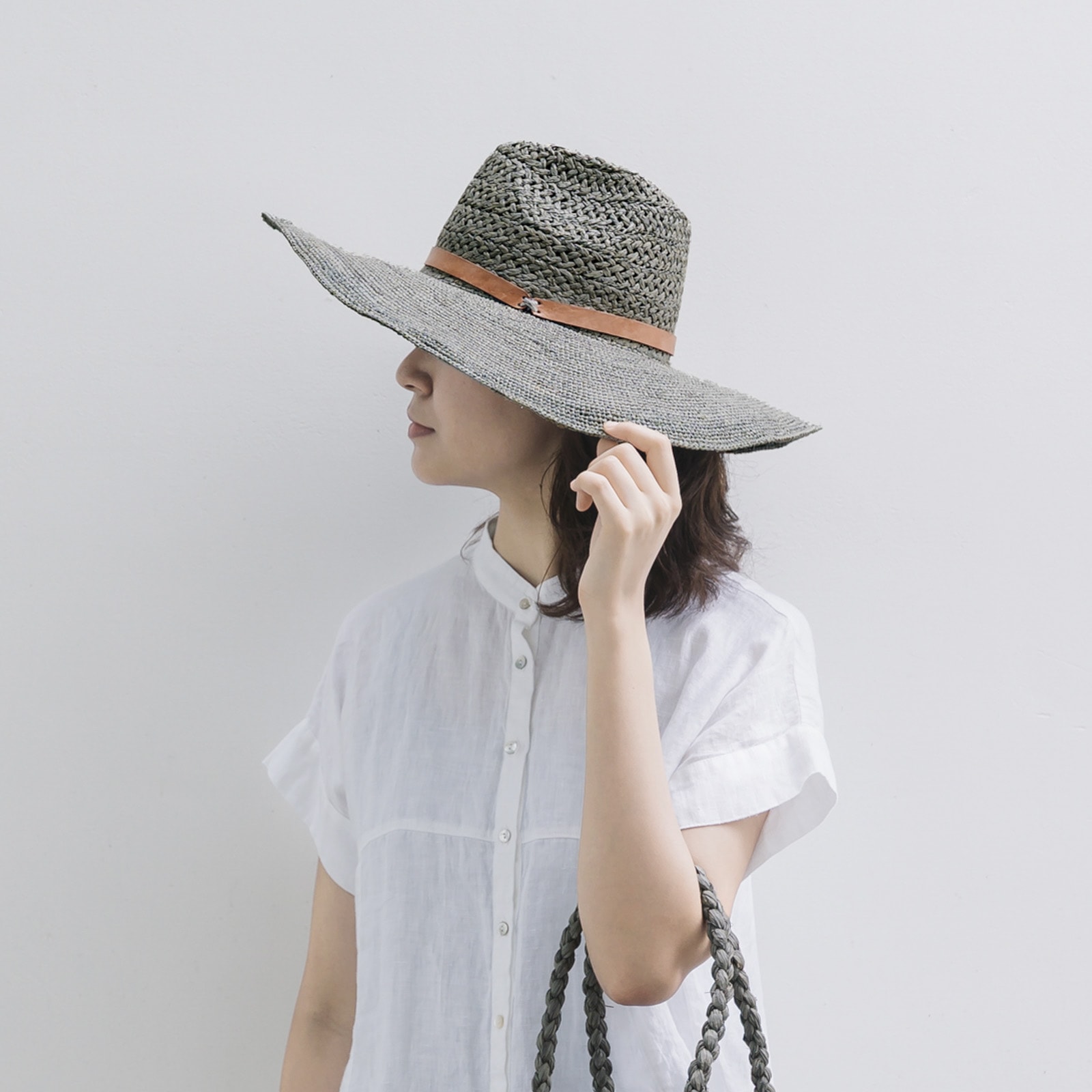 SOARY L ラフィアハット Gray