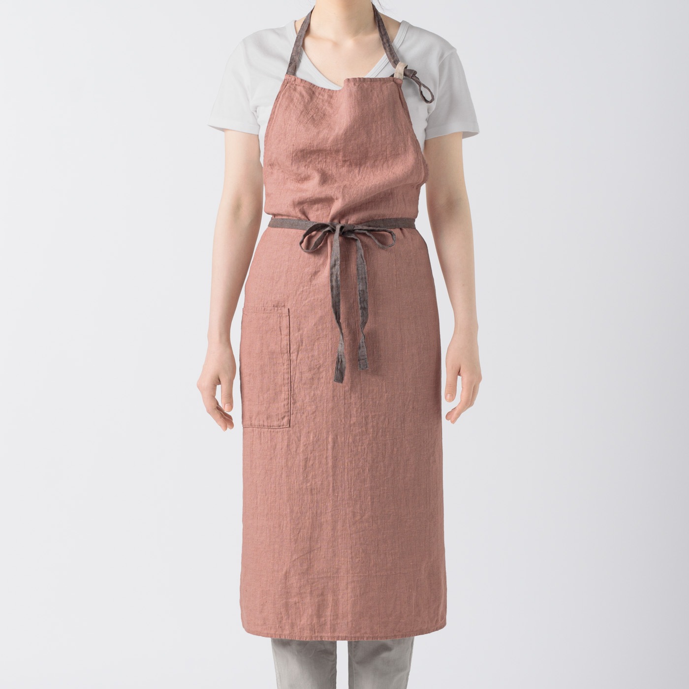 【4/30まで 刺繍無料】 _ フルエプロン マノン _  オールドローズ