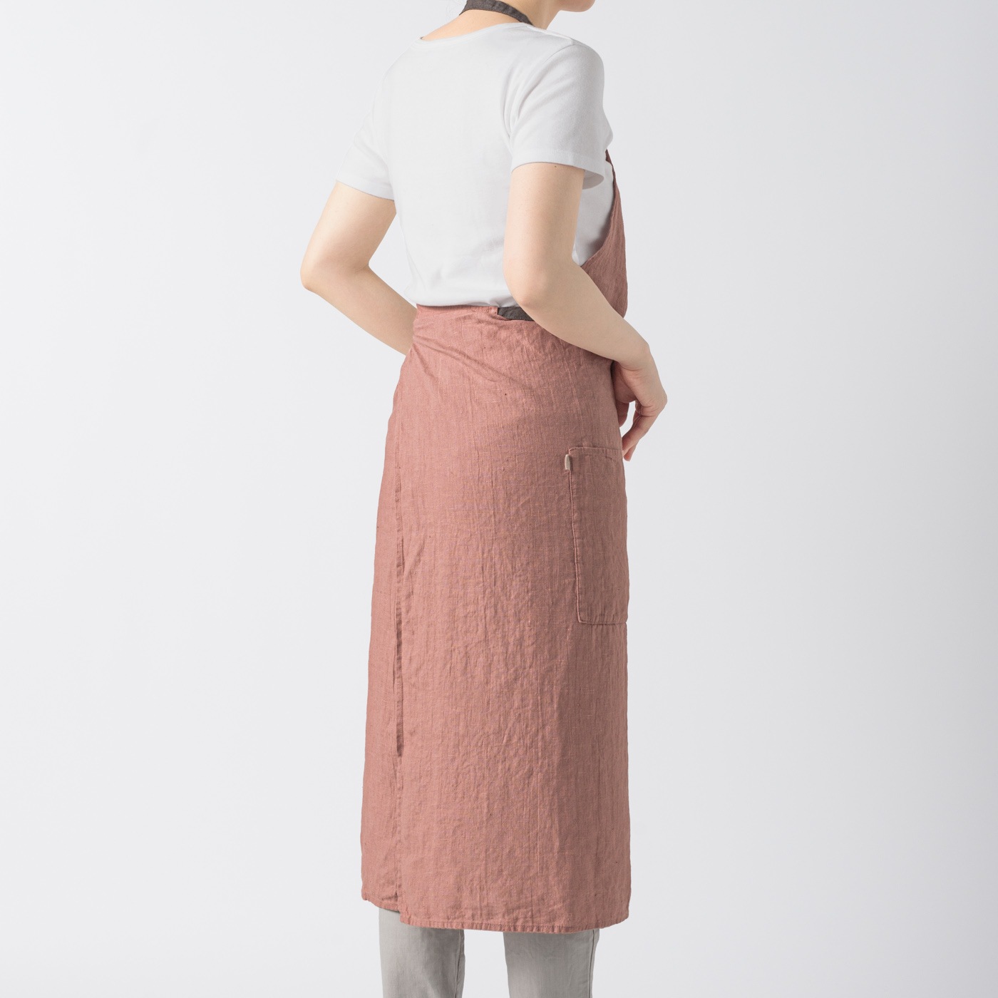 【4/30まで 刺繍無料】 _ フルエプロン マノン _  オールドローズ