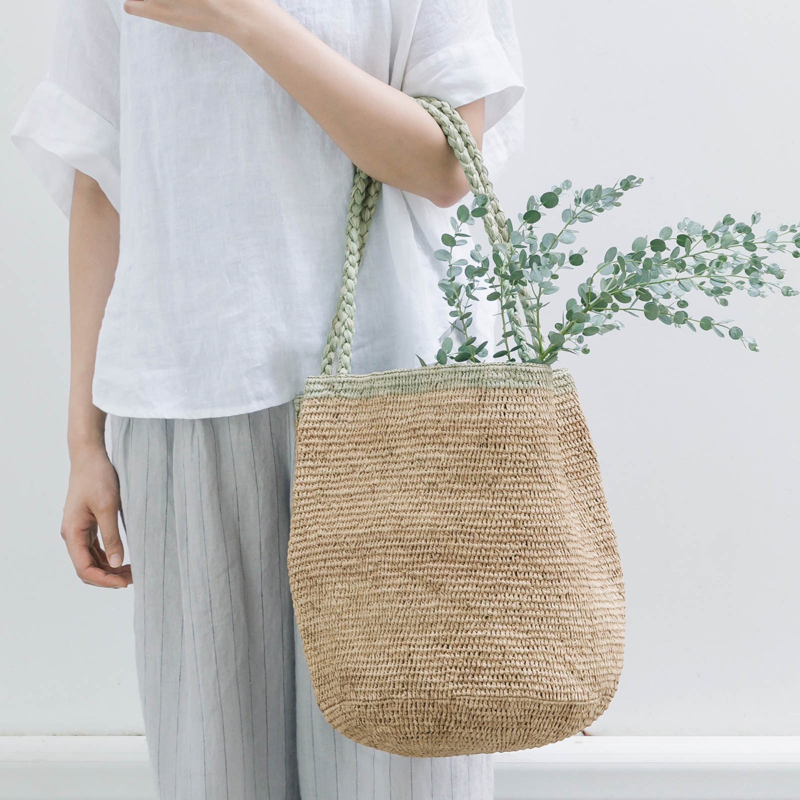 MOUMOUNE ラフィアバッグ Tea & Khaki