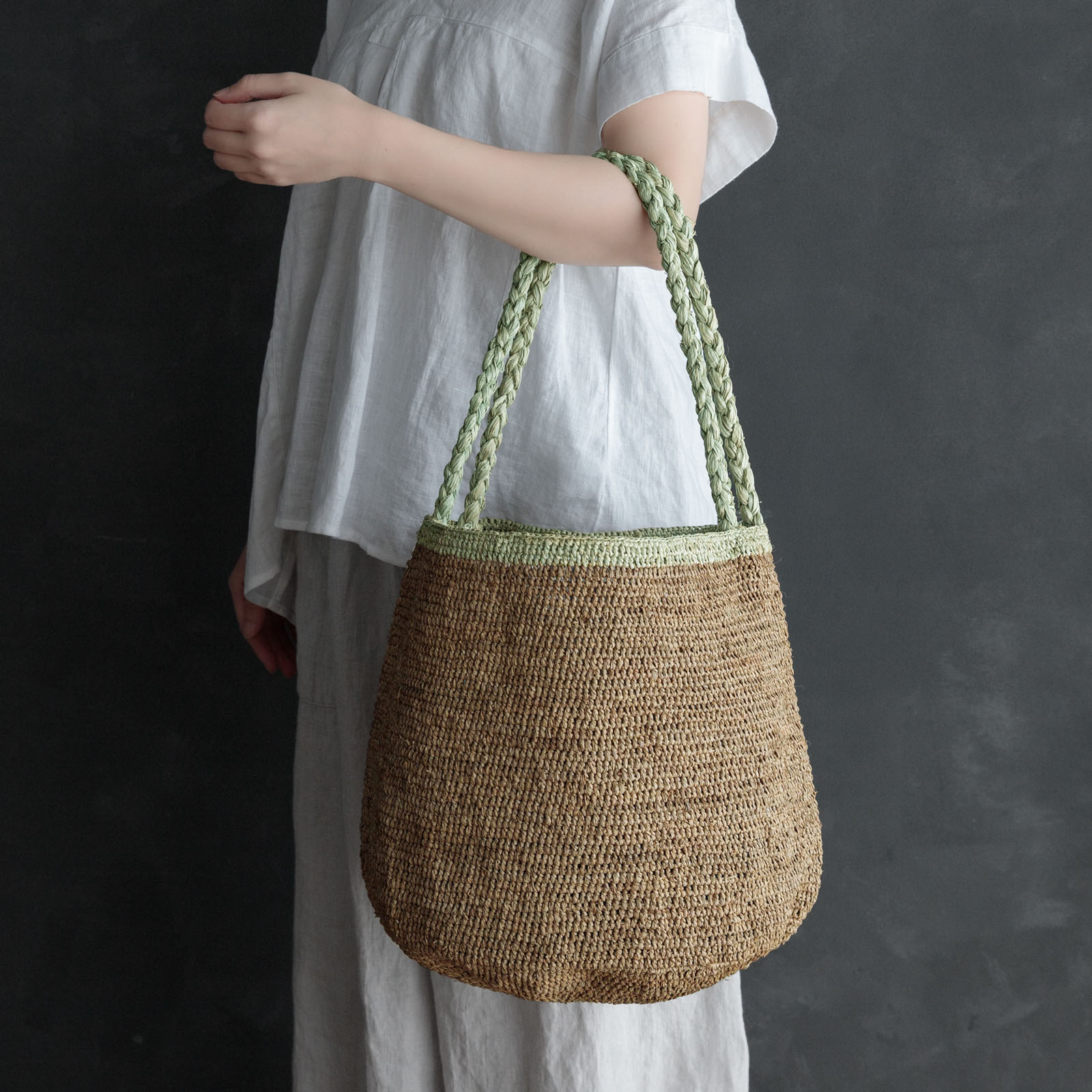 MOUMOUNE ラフィアバッグ Tea & Khaki