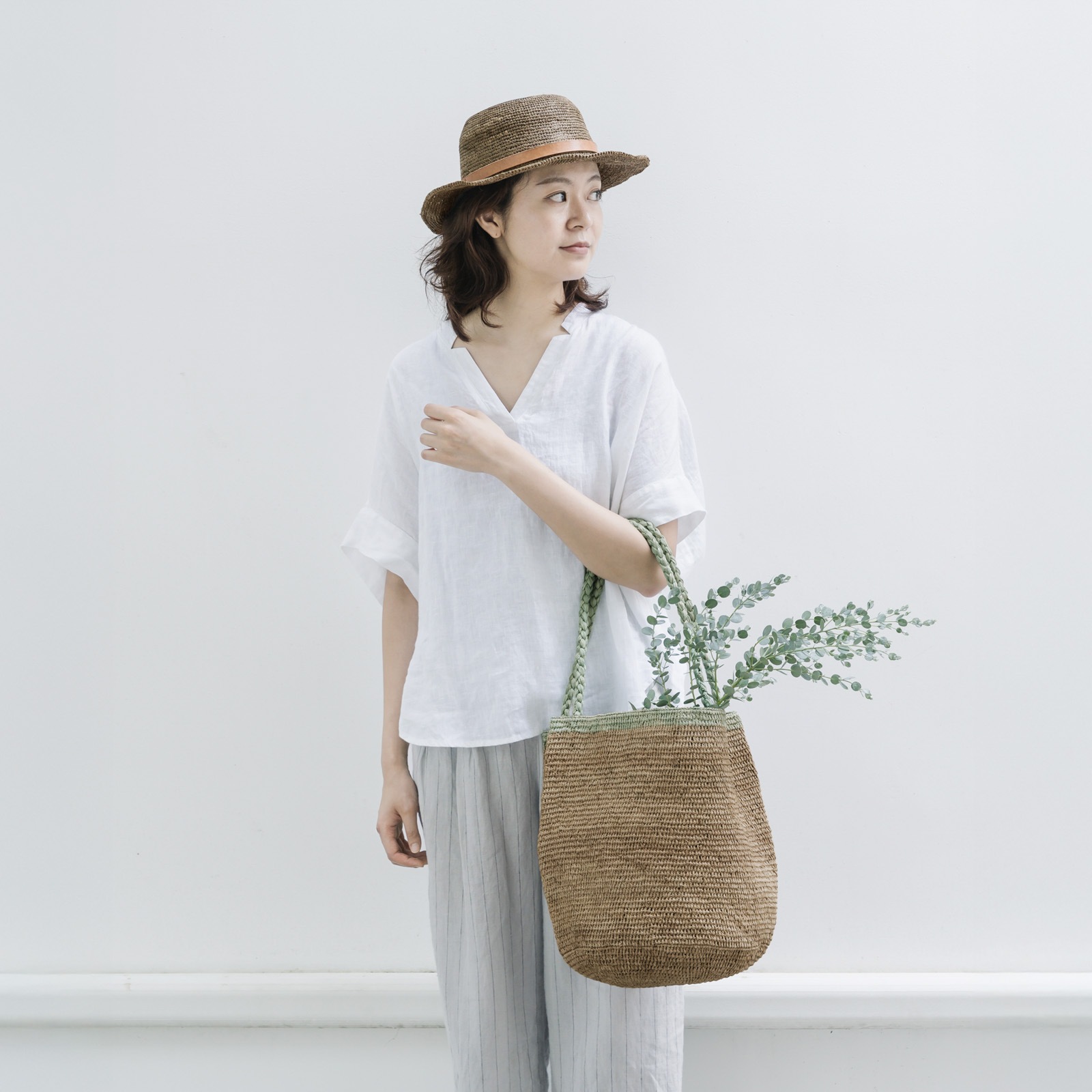 MOUMOUNE ラフィアバッグ Tea & Khaki