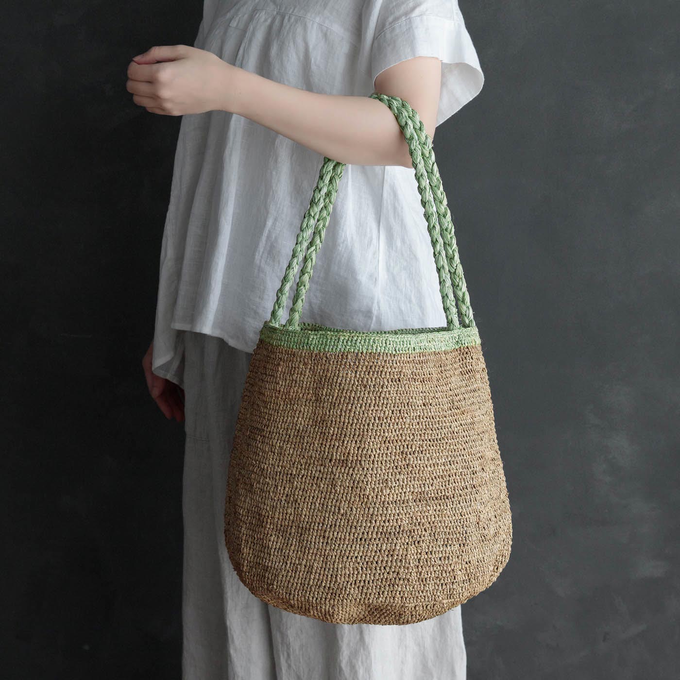 MOUMOUNE ラフィアバッグ Tea & Khaki